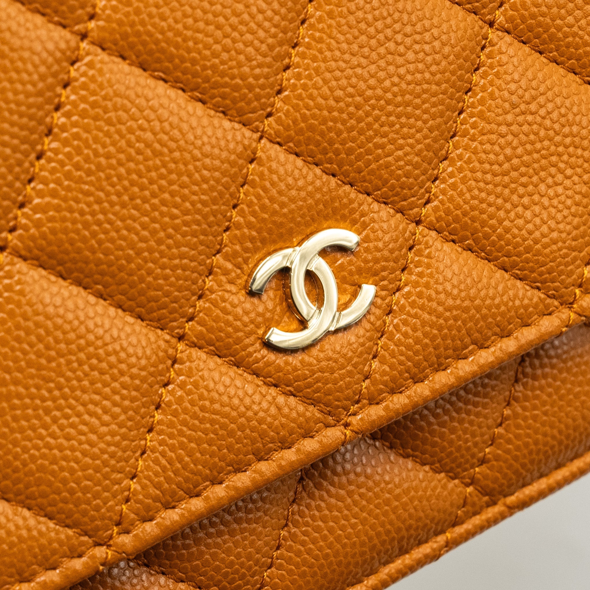 Chanel Classic Wallet on Chain Caviar Light Brown L (Microchip)