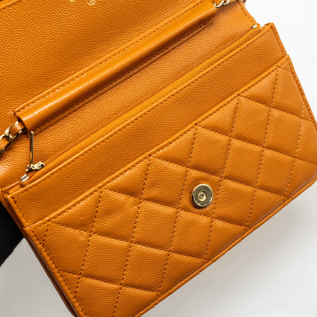Chanel Classic Wallet on Chain Caviar Light Brown L (Microchip)