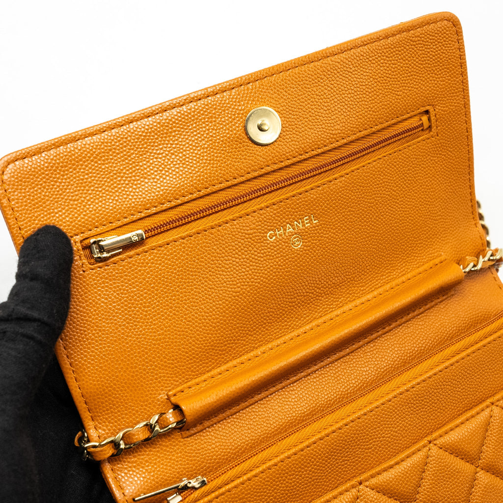Chanel Classic Wallet on Chain Caviar Light Brown L (Microchip)