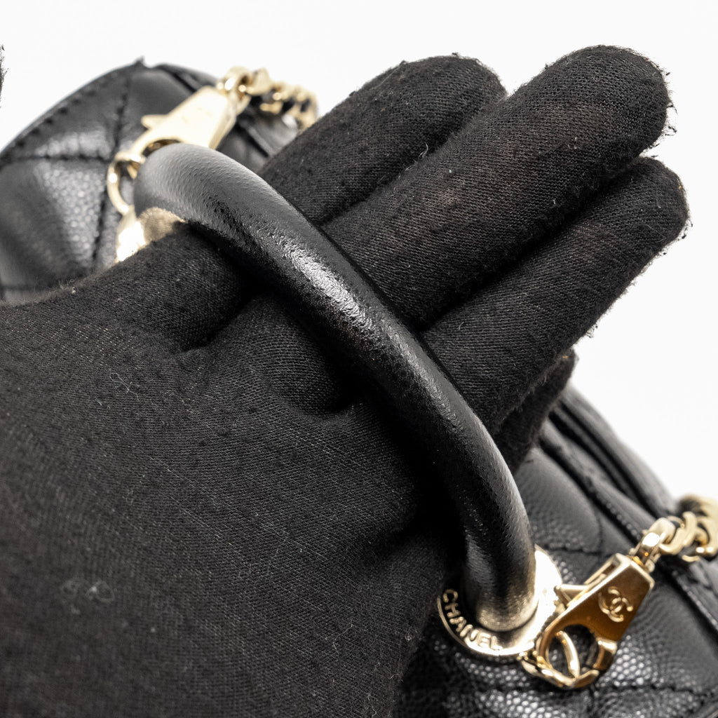 CHANEL Mini Coco Handle Caviar Black L (Microchip)