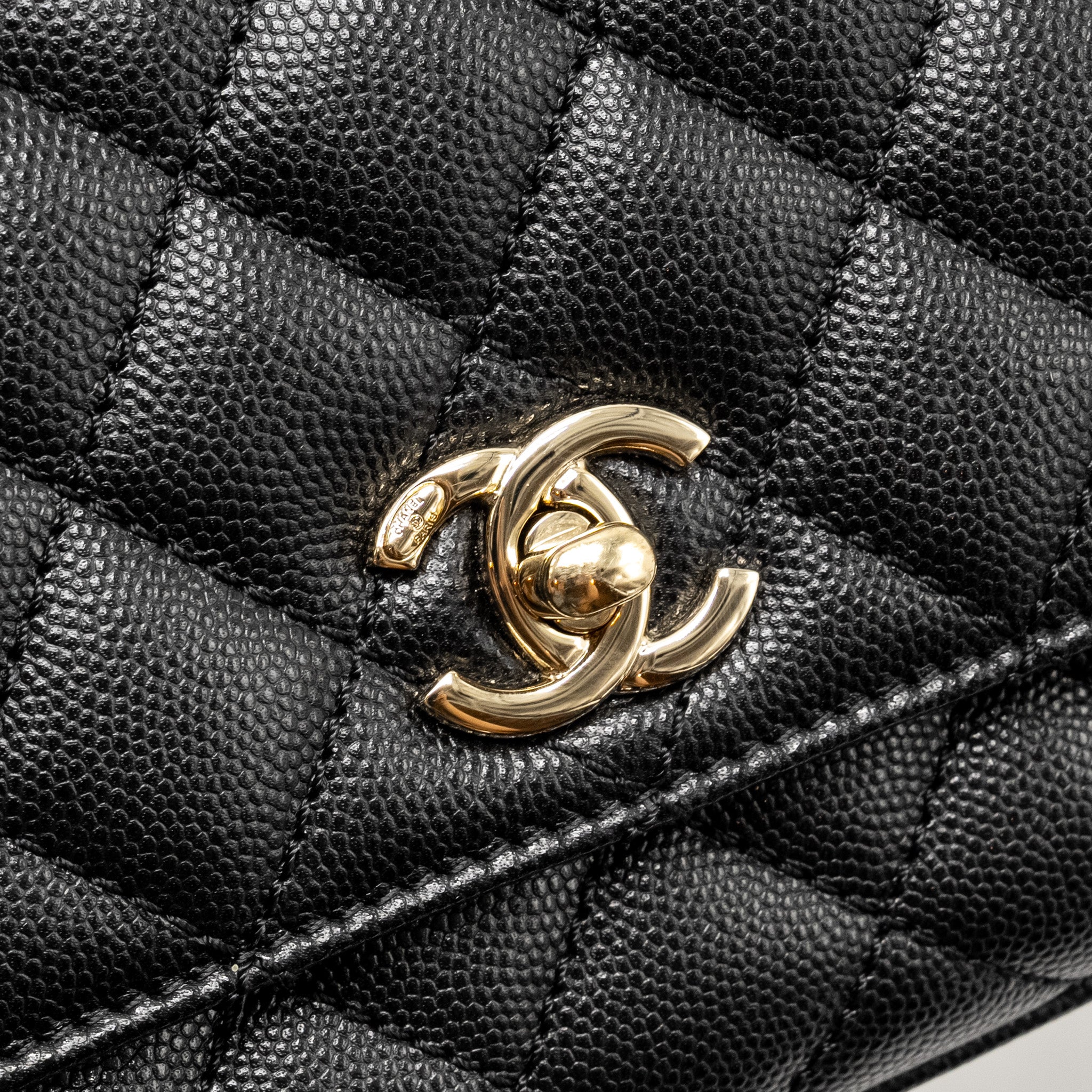 CHANEL Mini Coco Handle Caviar Black L (Microchip)