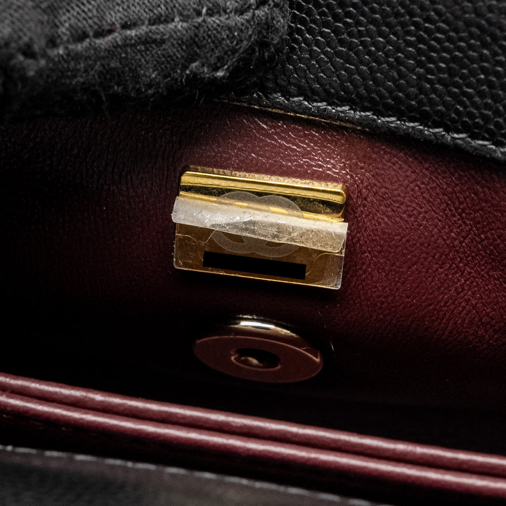CHANEL Mini Coco Handle Caviar Black L (Microchip)