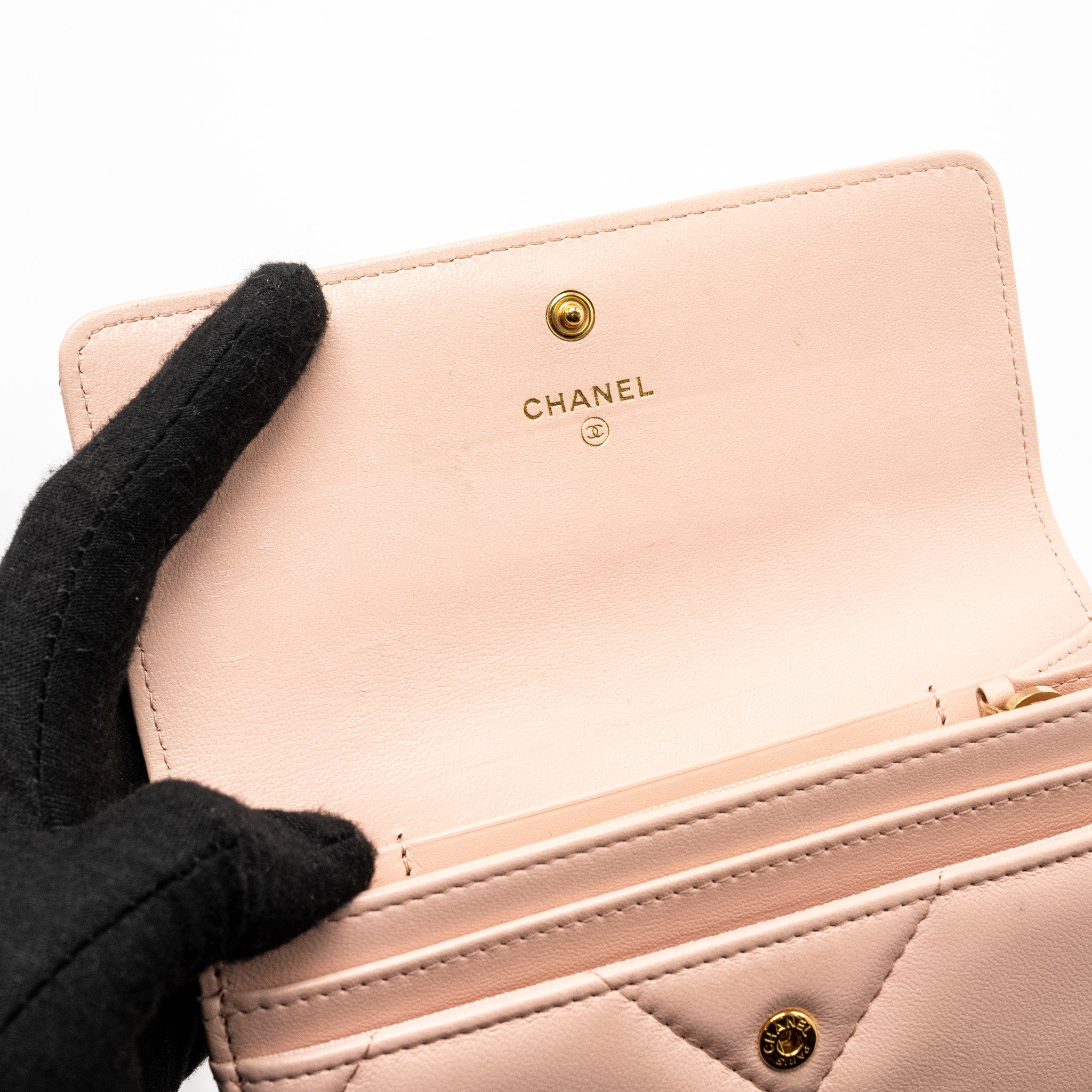 Chanel 19 Long Flap Wallet Lambskin Pink  (Microchip)
