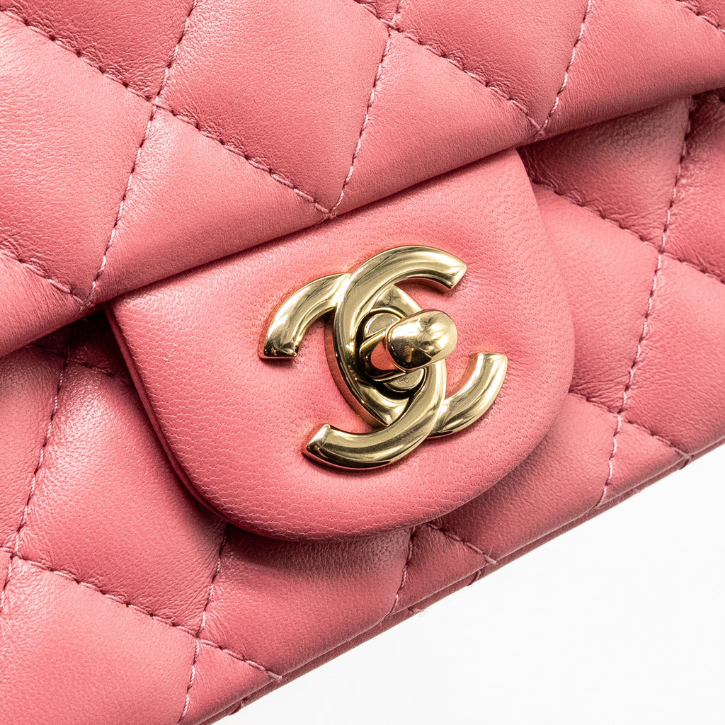 Chanel Mini Square Flap Bag Lambskin PInk L (Microchip)