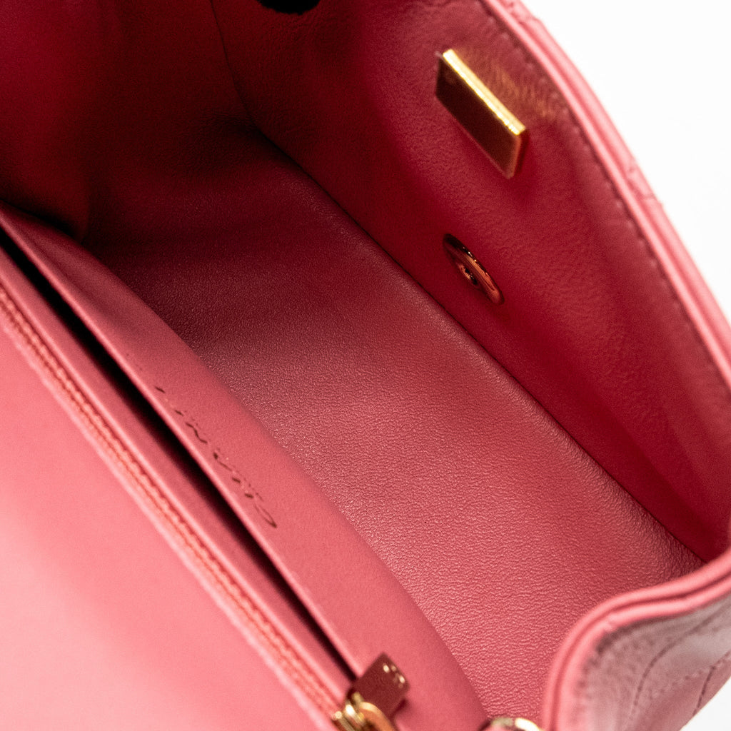 Chanel Mini Square Flap Bag Lambskin PInk L (Microchip)