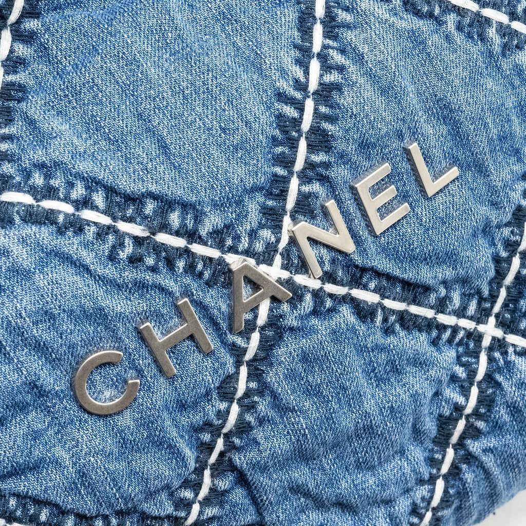 Chanel Small 22 Bag Denim Blue/White  (Microchip)