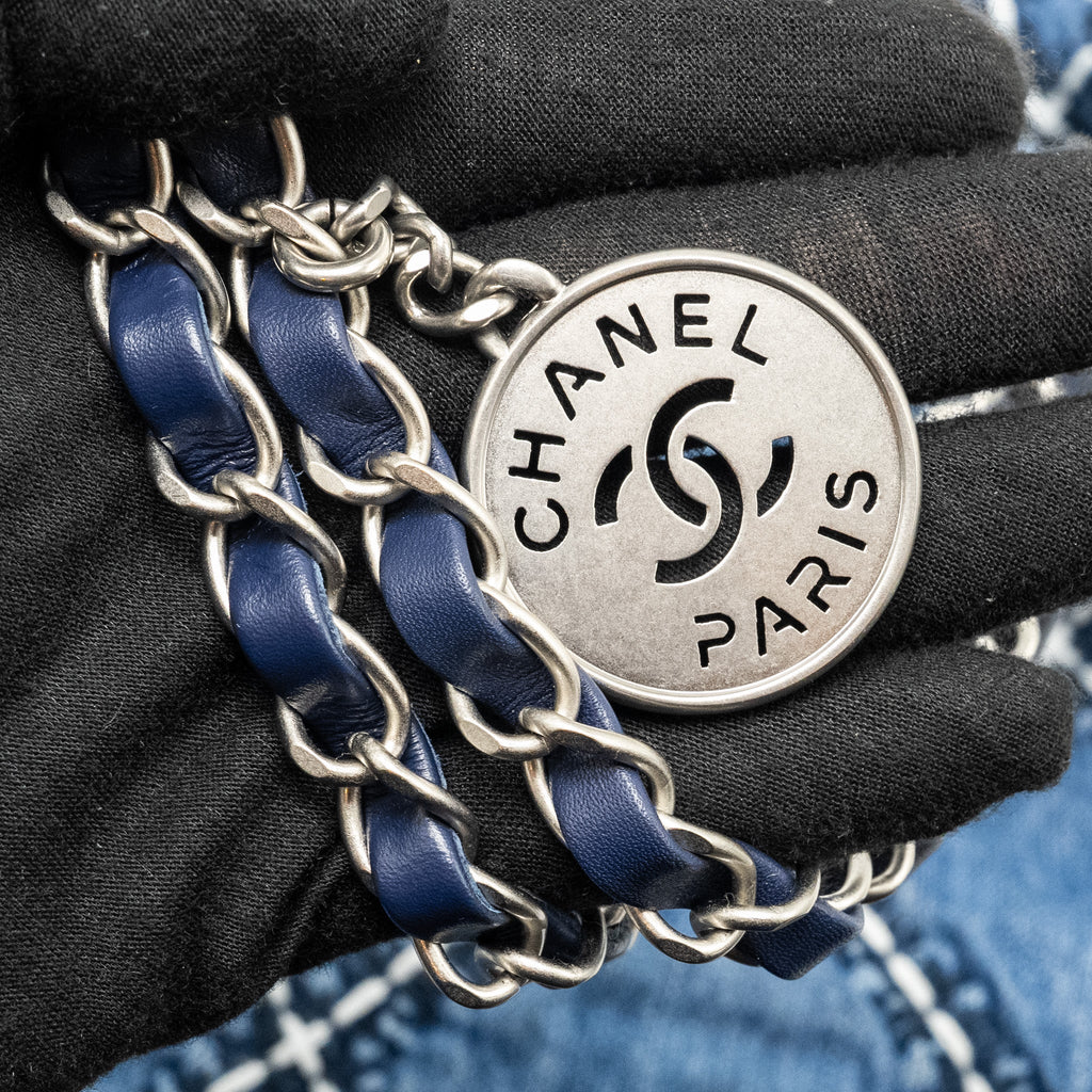 Chanel Small 22 Bag Denim Blue/White  (Microchip)