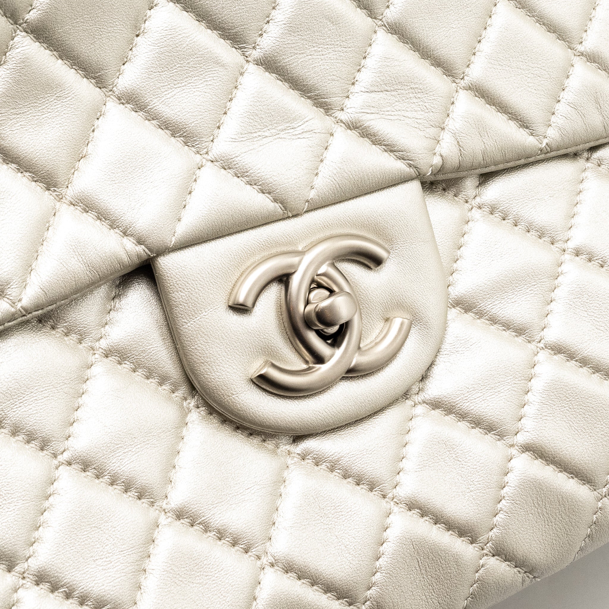 Chanel Classic Quilted Flap Bag Lambskin Metallic Pale Gold