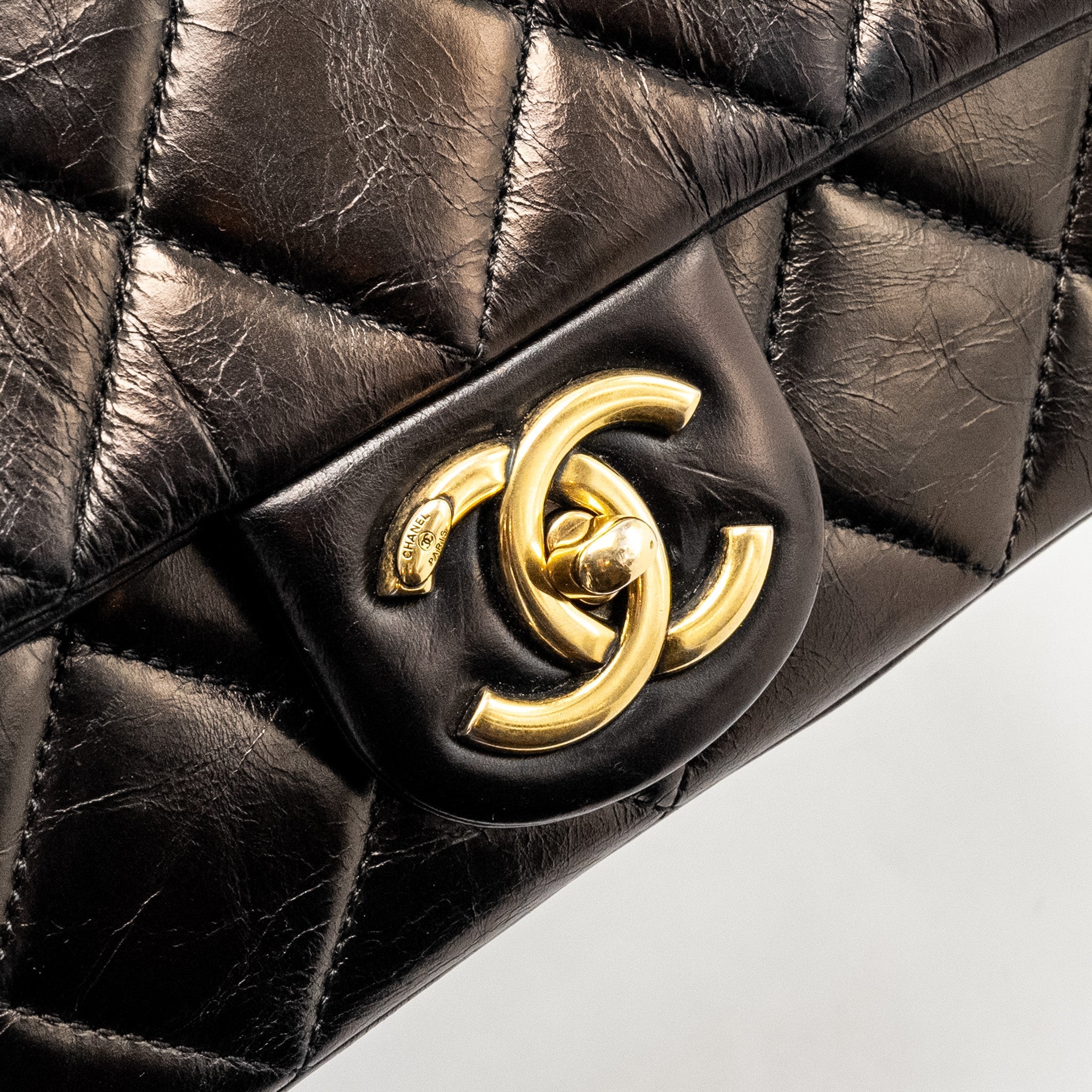 Chanel Limited Edition Quilted Flap Bag Shiny Calfskin Black