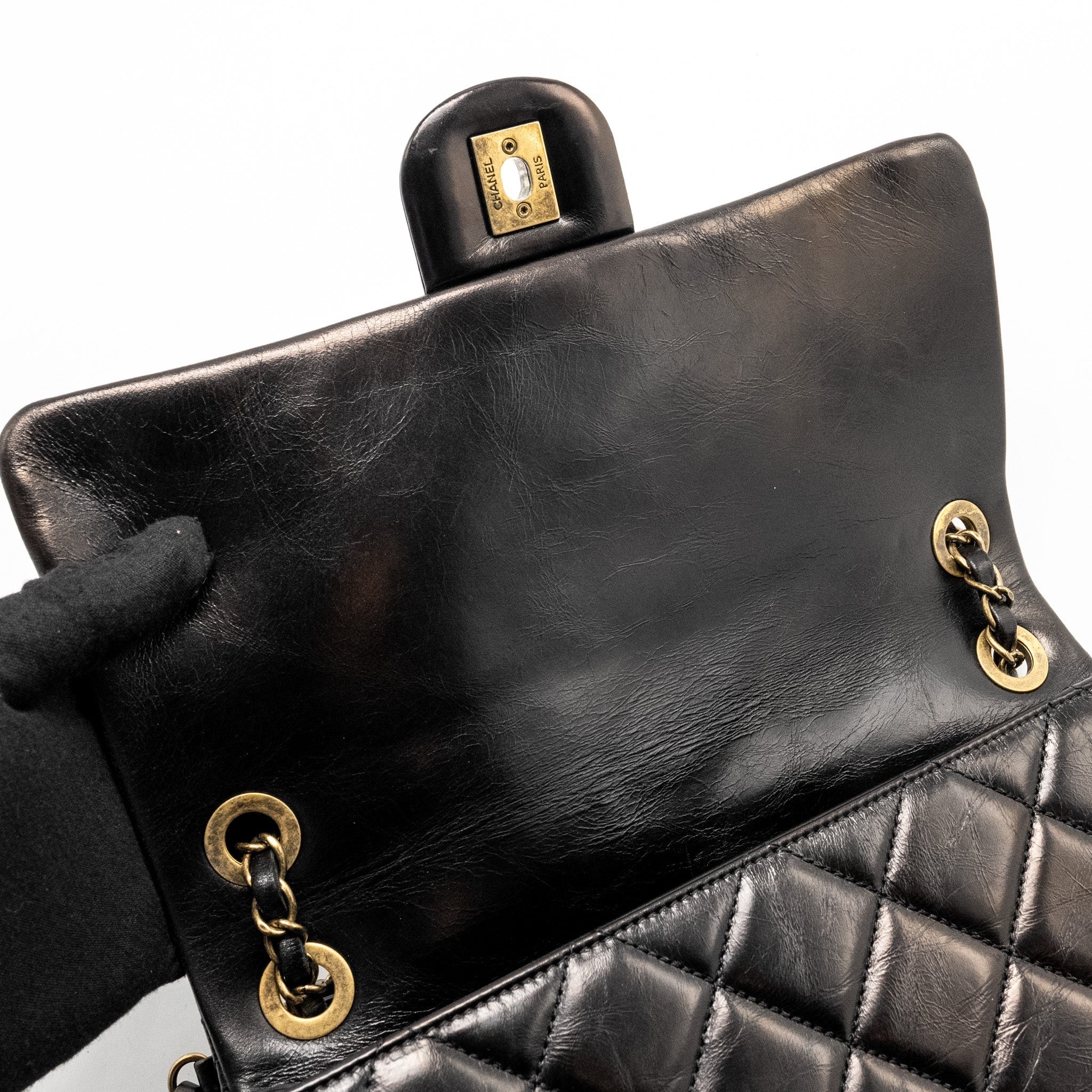 Chanel Limited Edition Quilted Flap Bag Shiny Calfskin Black
