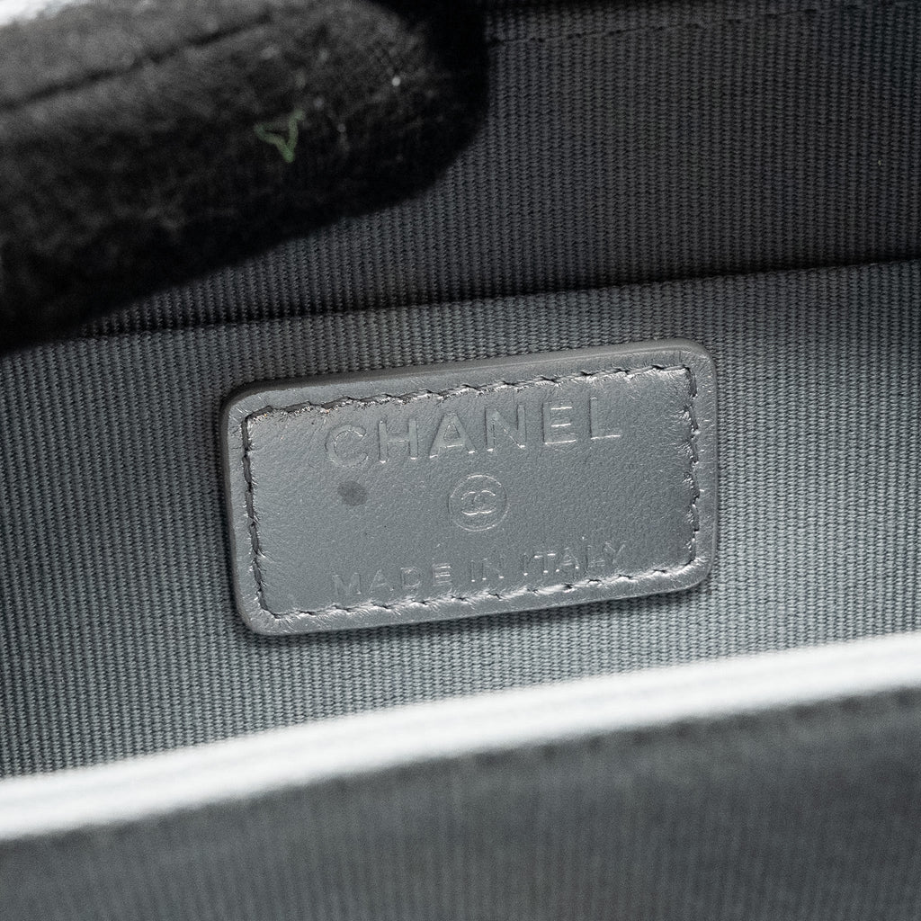 Chanel Mini Quilted Vanity With Giant Chain Lambskin Metallic Grey