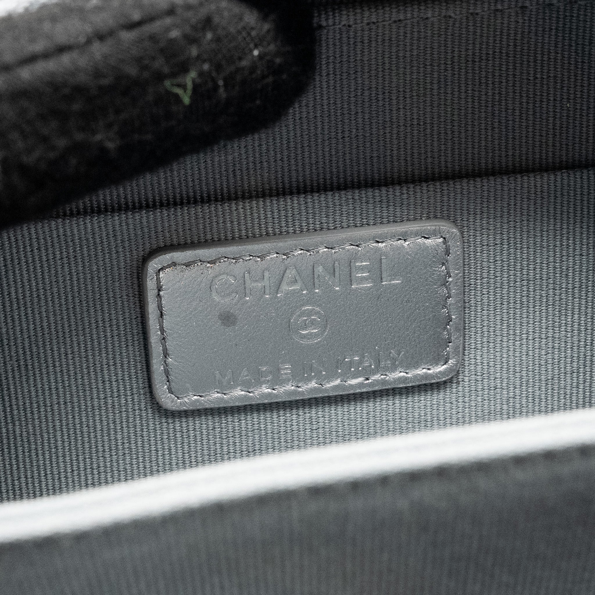 Chanel Mini Quilted Vanity With Giant Chain Lambskin Metallic Grey