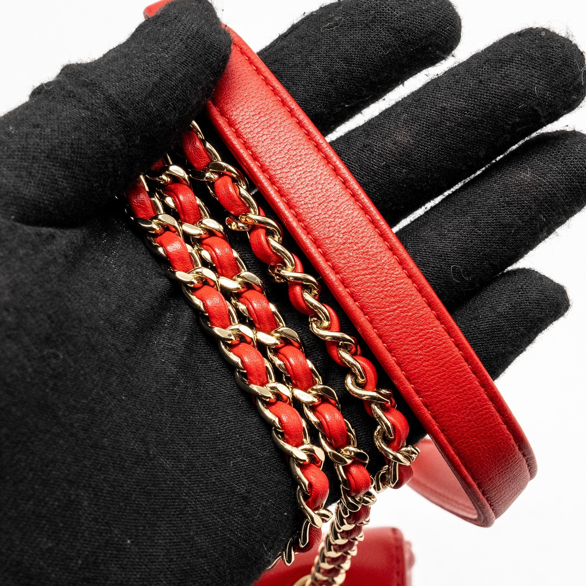 Chanel Mania Flap Bag Lambskin Red L