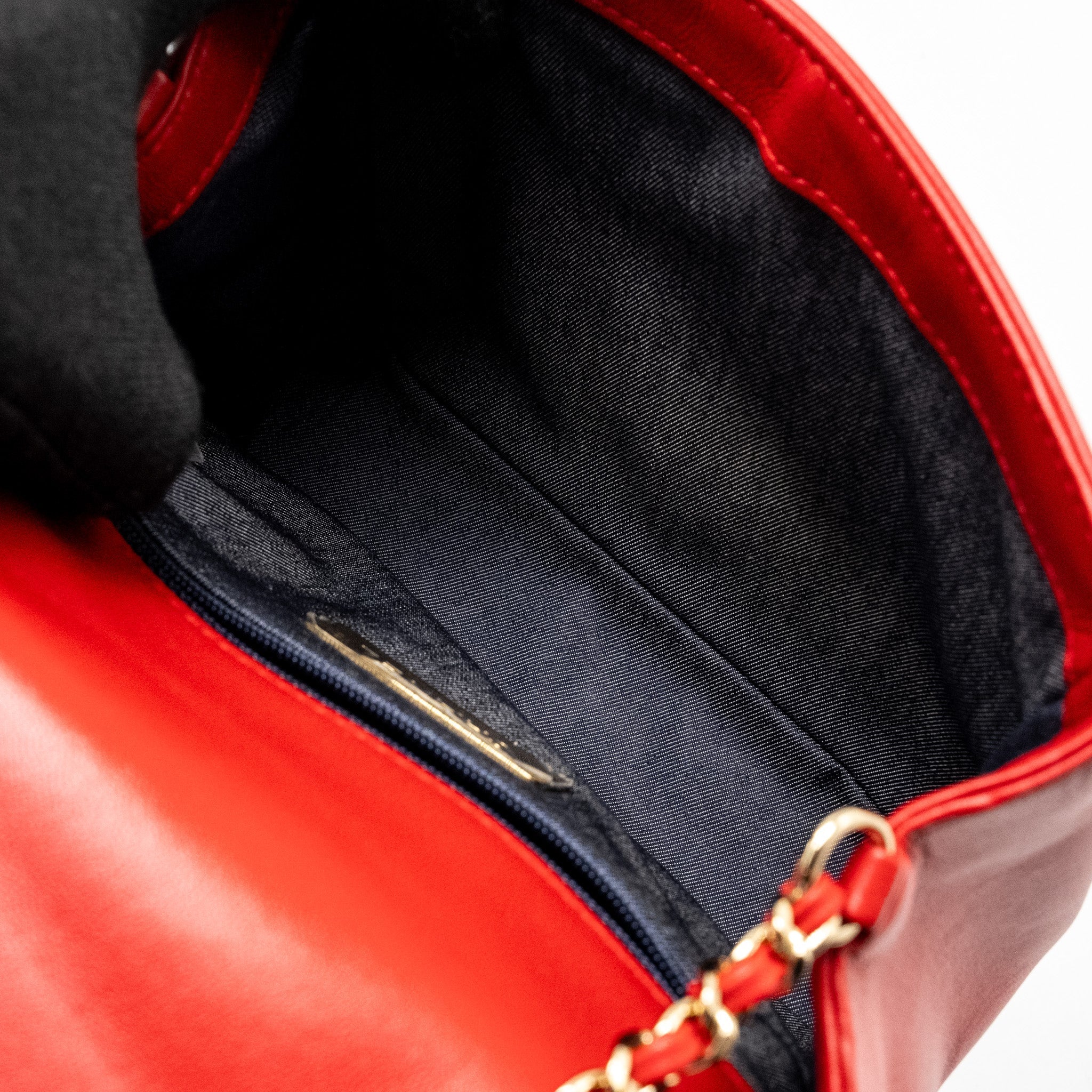 Chanel Mania Flap Bag Lambskin Red L