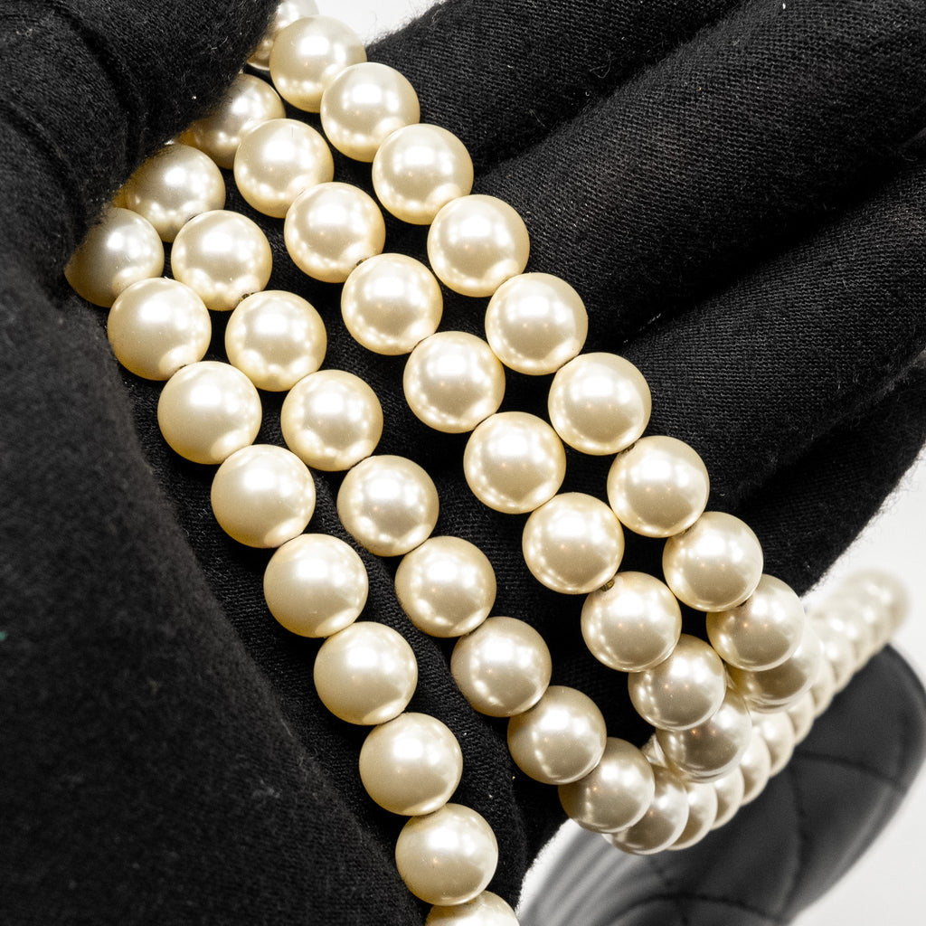 Chanel Mini Flap Purse with Pearl Chain Calfskin