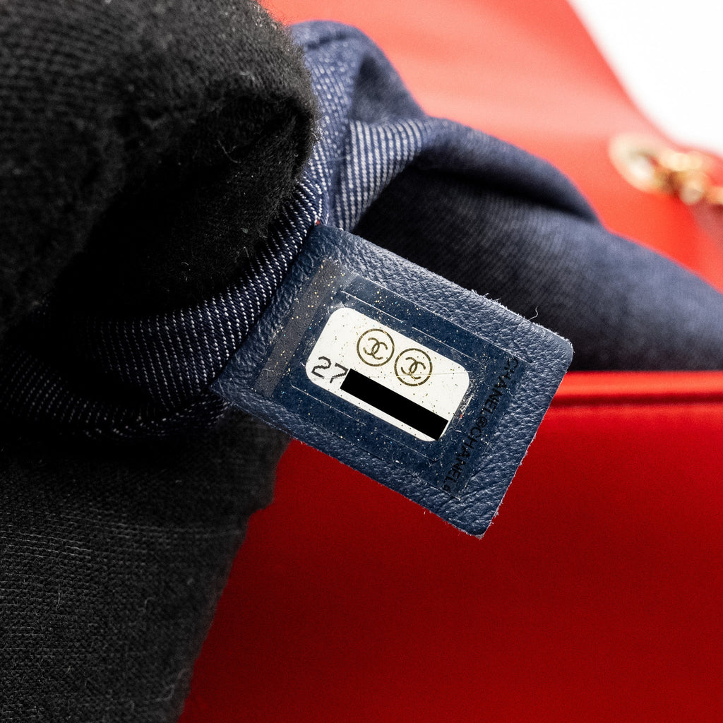 Chanel Mania Flap Bag Lambskin Red L