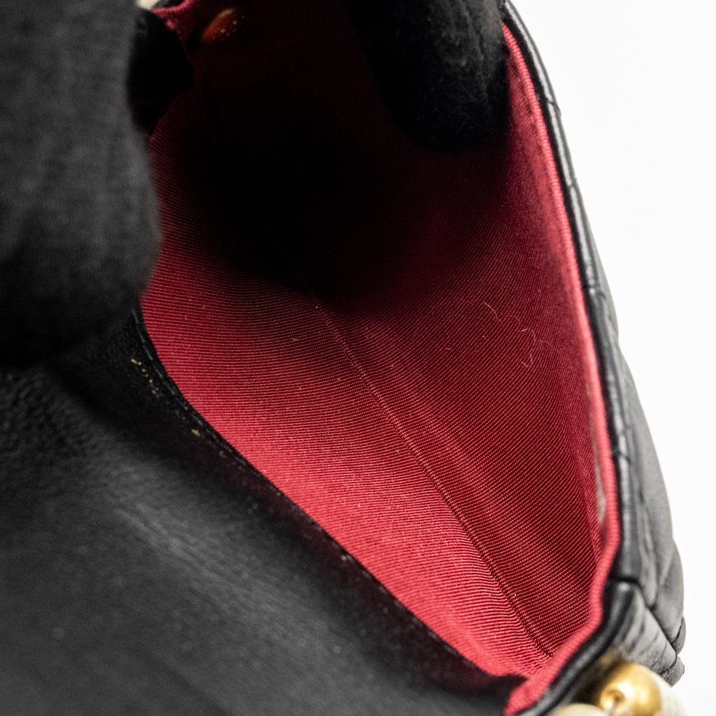 Chanel Mini Flap Purse with Pearl Chain Calfskin