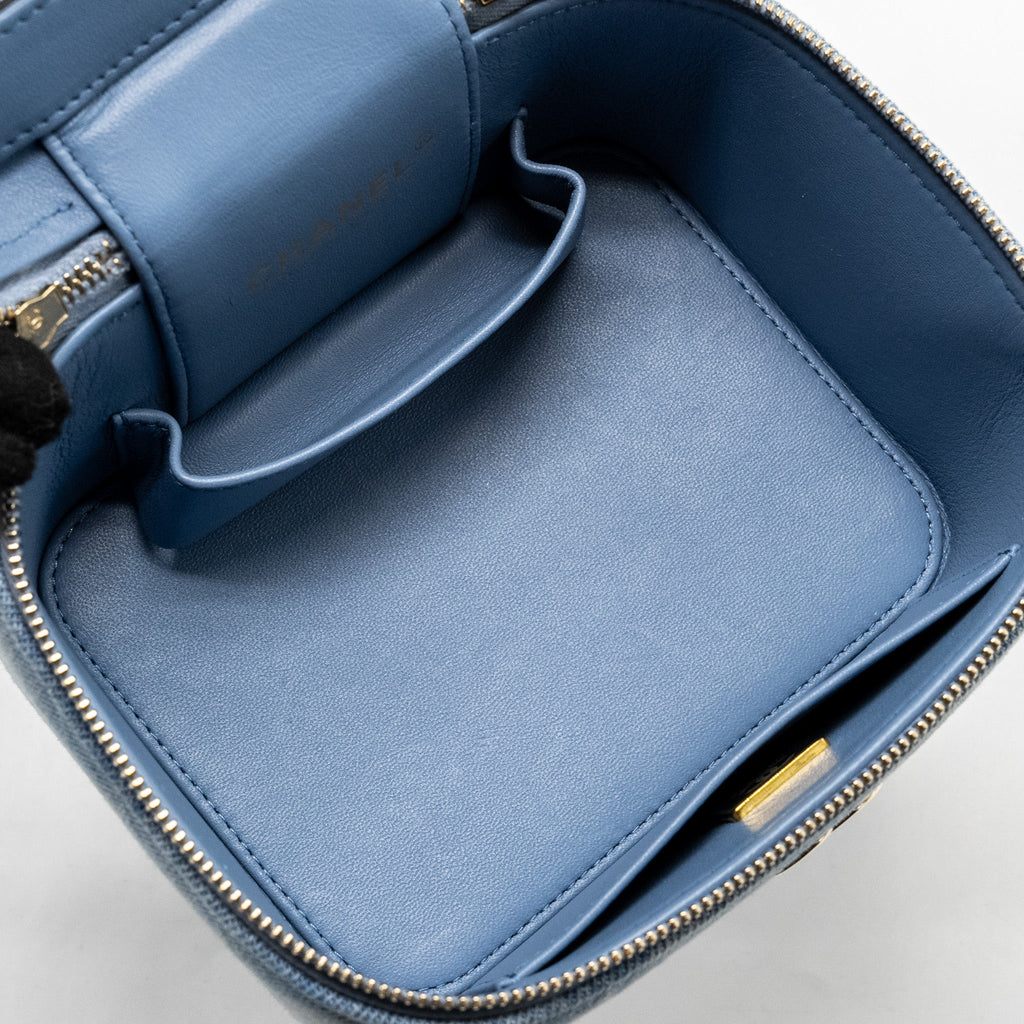 Chanel Vanity Case with Chain Denim Blue L (Microchip)