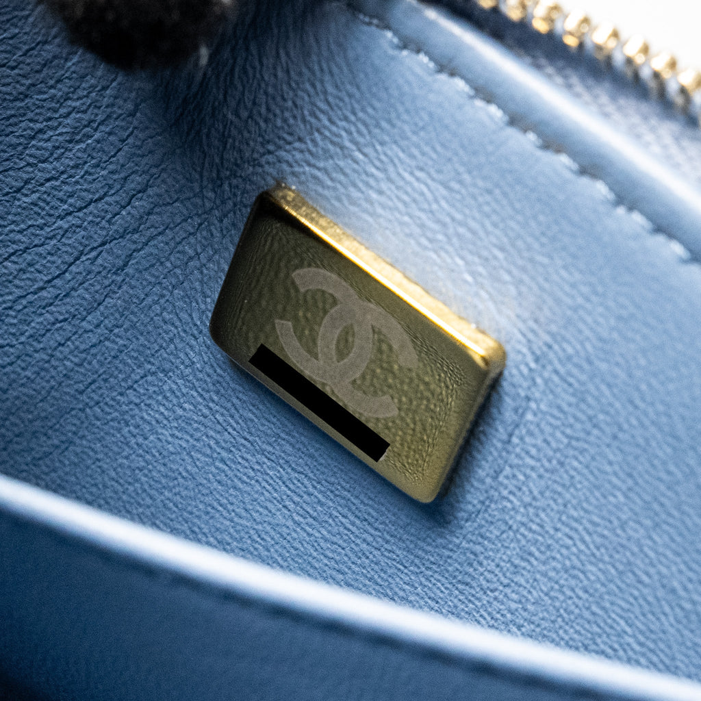 Chanel Vanity Case with Chain Denim Blue L (Microchip)