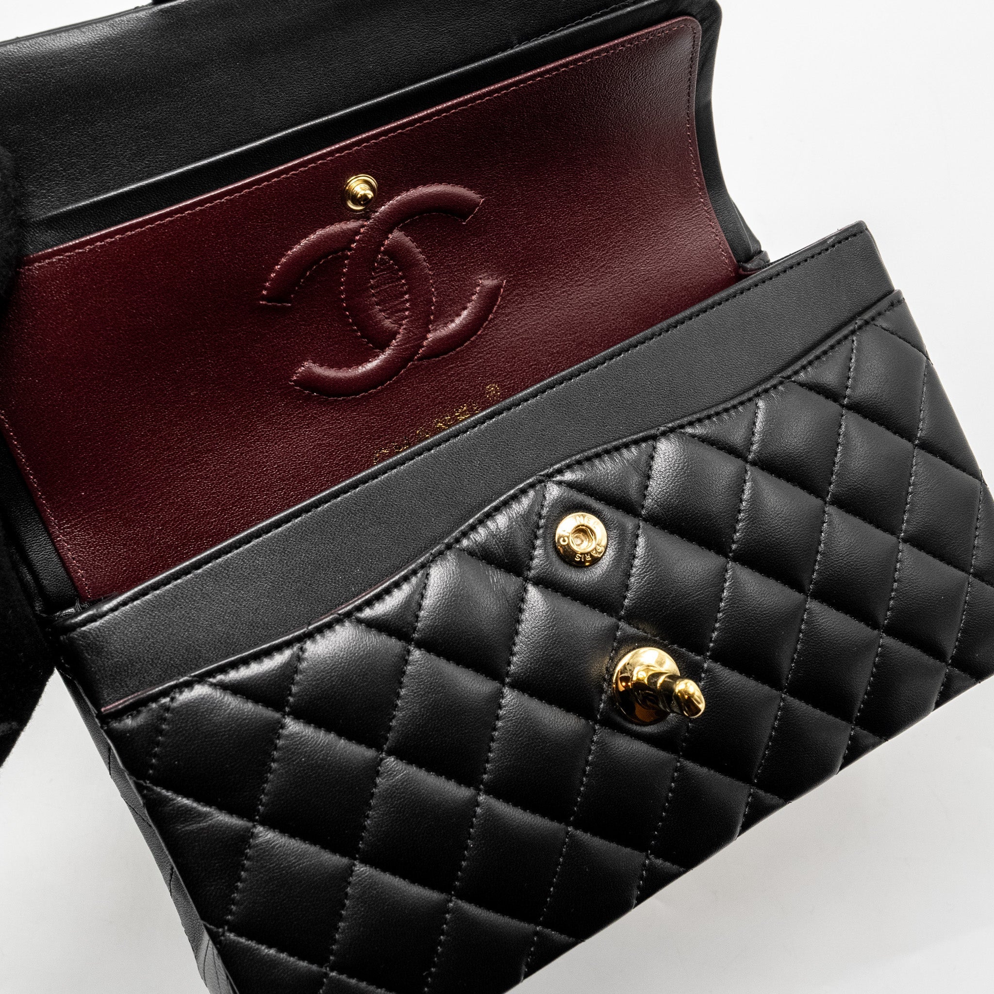 Chanel Small Classic Double Flap Bag Lambskin Black  (microchip)