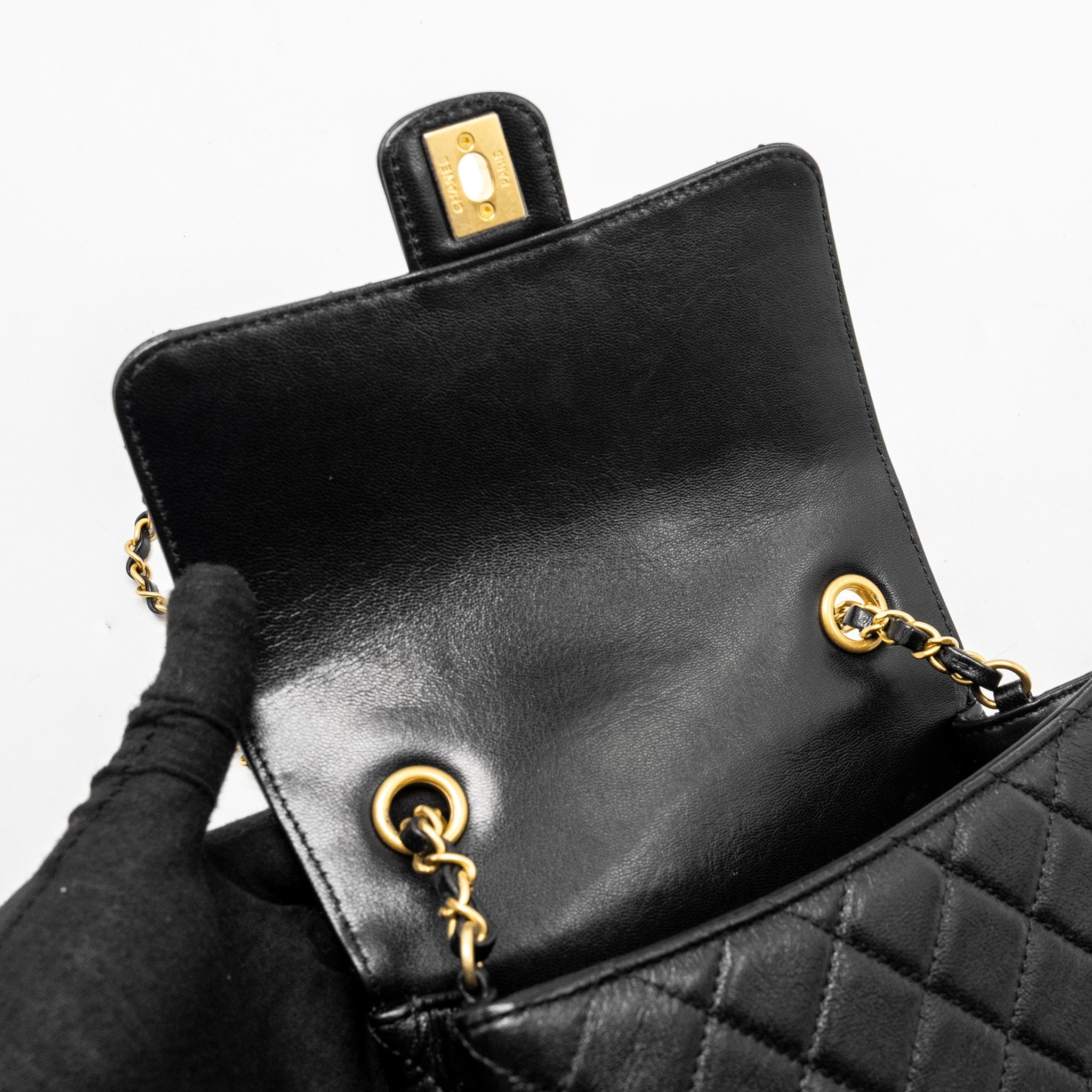 CHANEL 22K Retro Classic New Square Large Flap Bag Goatskin Black  (Microchip)