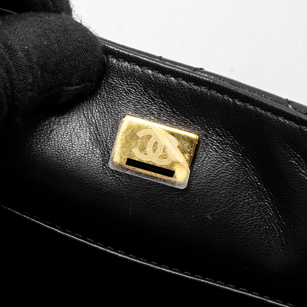 CHANEL 22K Retro Classic New Square Large Flap Bag Goatskin Black  (Microchip)