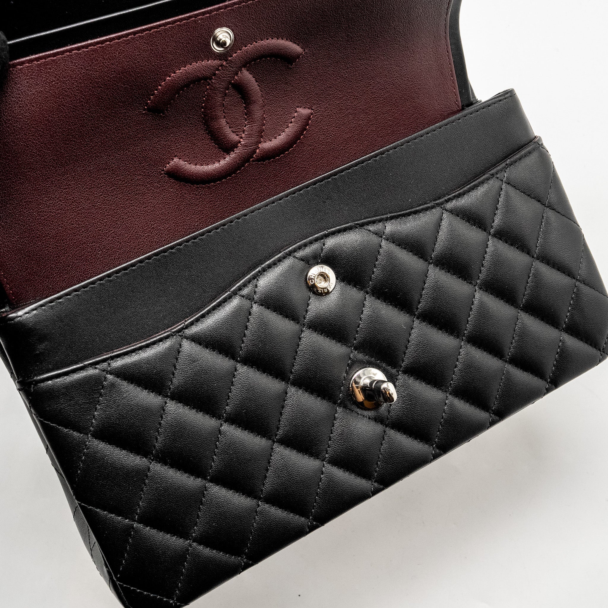 Chanel Medium Classic Double Flap Bag Lambskin Black  (microchip)