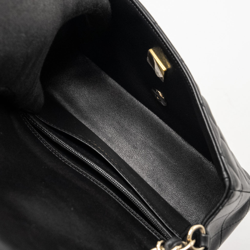Chanel Mini Rectangular Flap Bag Lambskin Black L (Microchip)