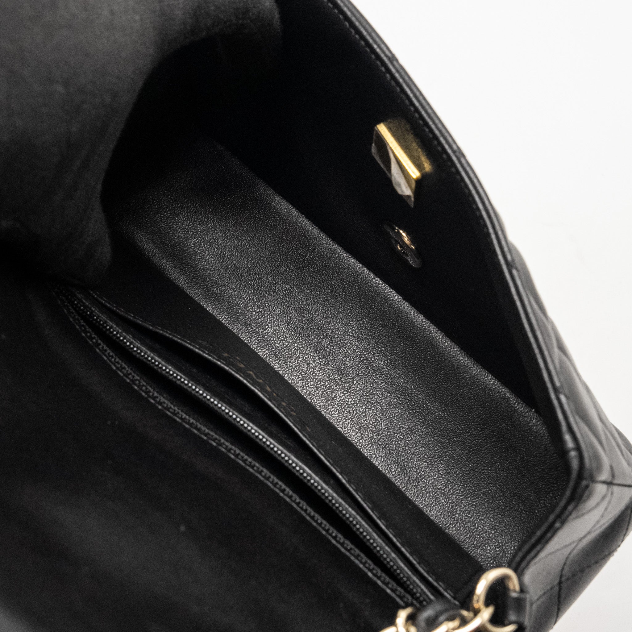 Chanel Mini Rectangular Flap Bag Lambskin Black L (Microchip)