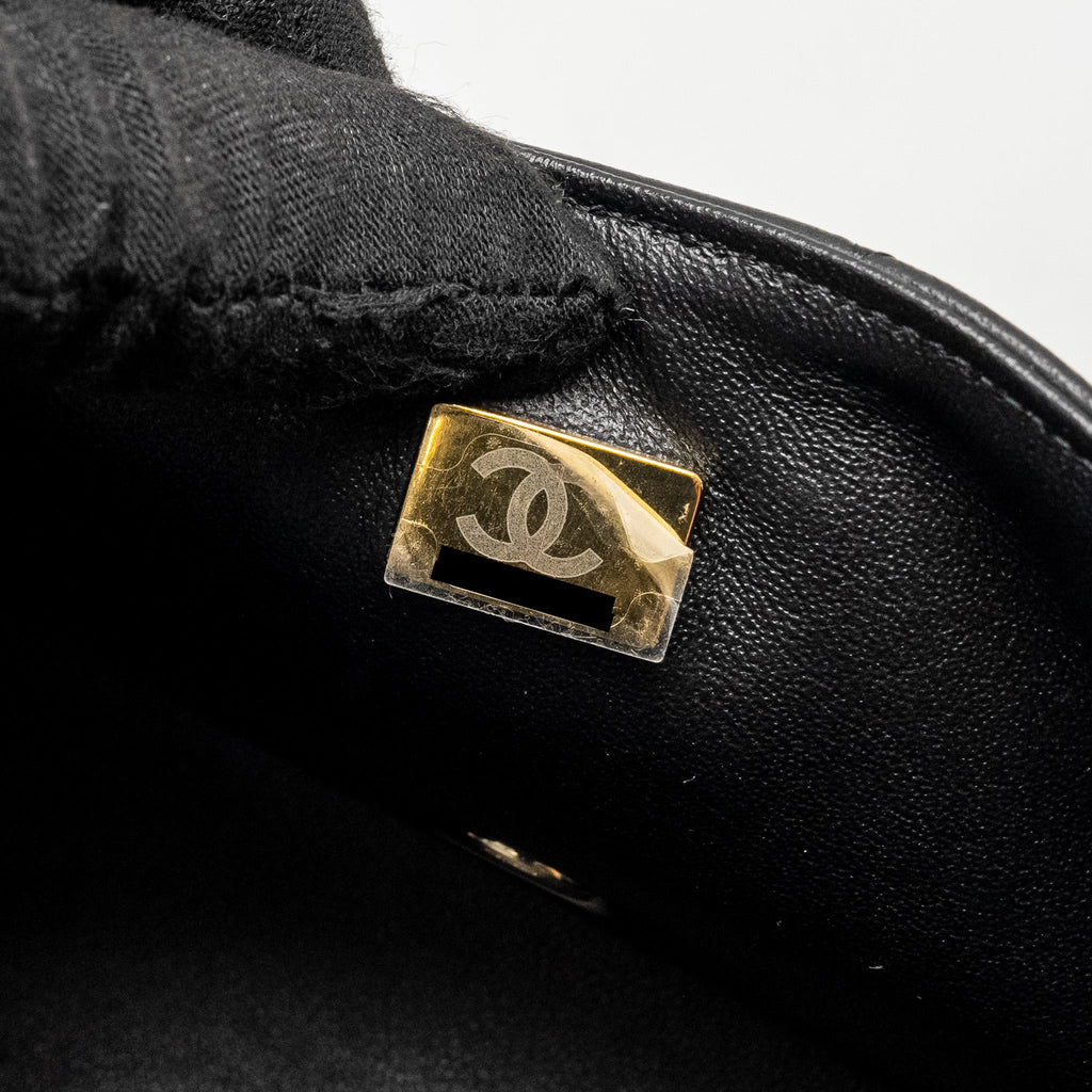 Chanel Mini Rectangular Flap Bag Lambskin Black L (Microchip)