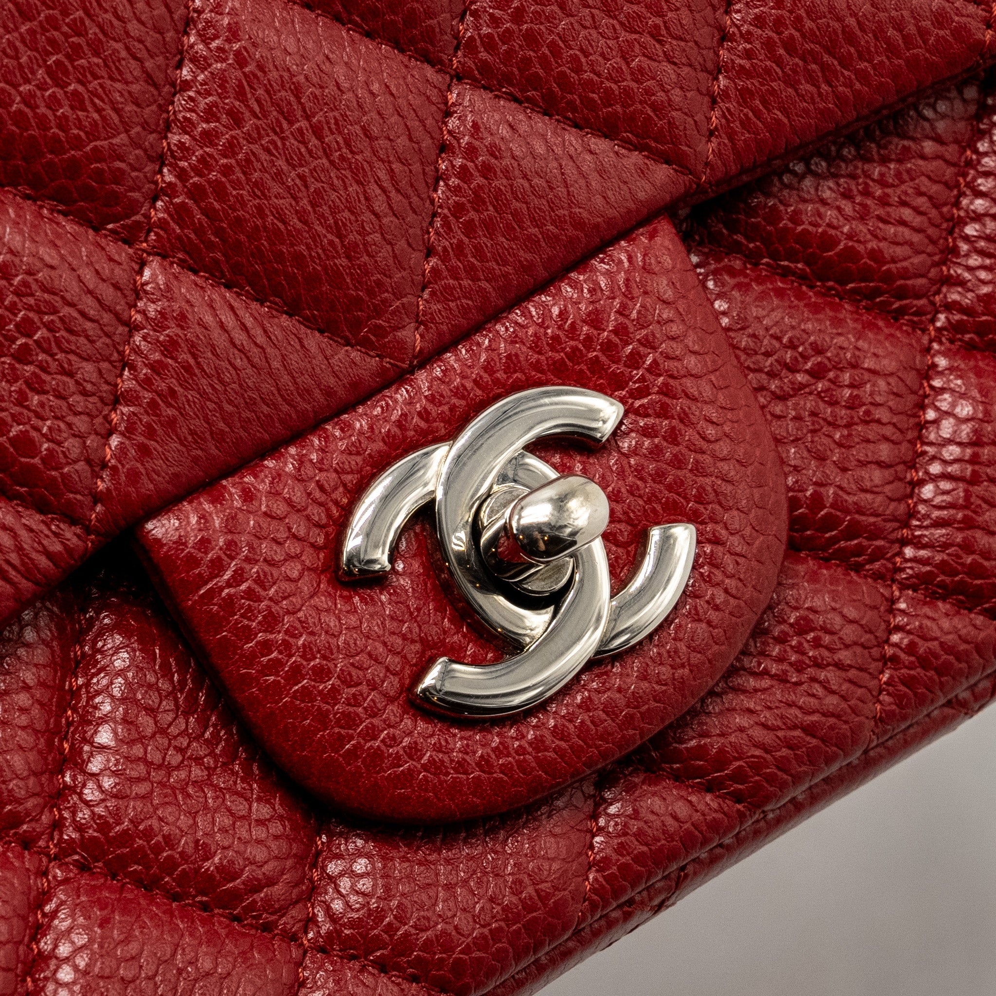 Chanel Mini Square Flap bag Caviar Red