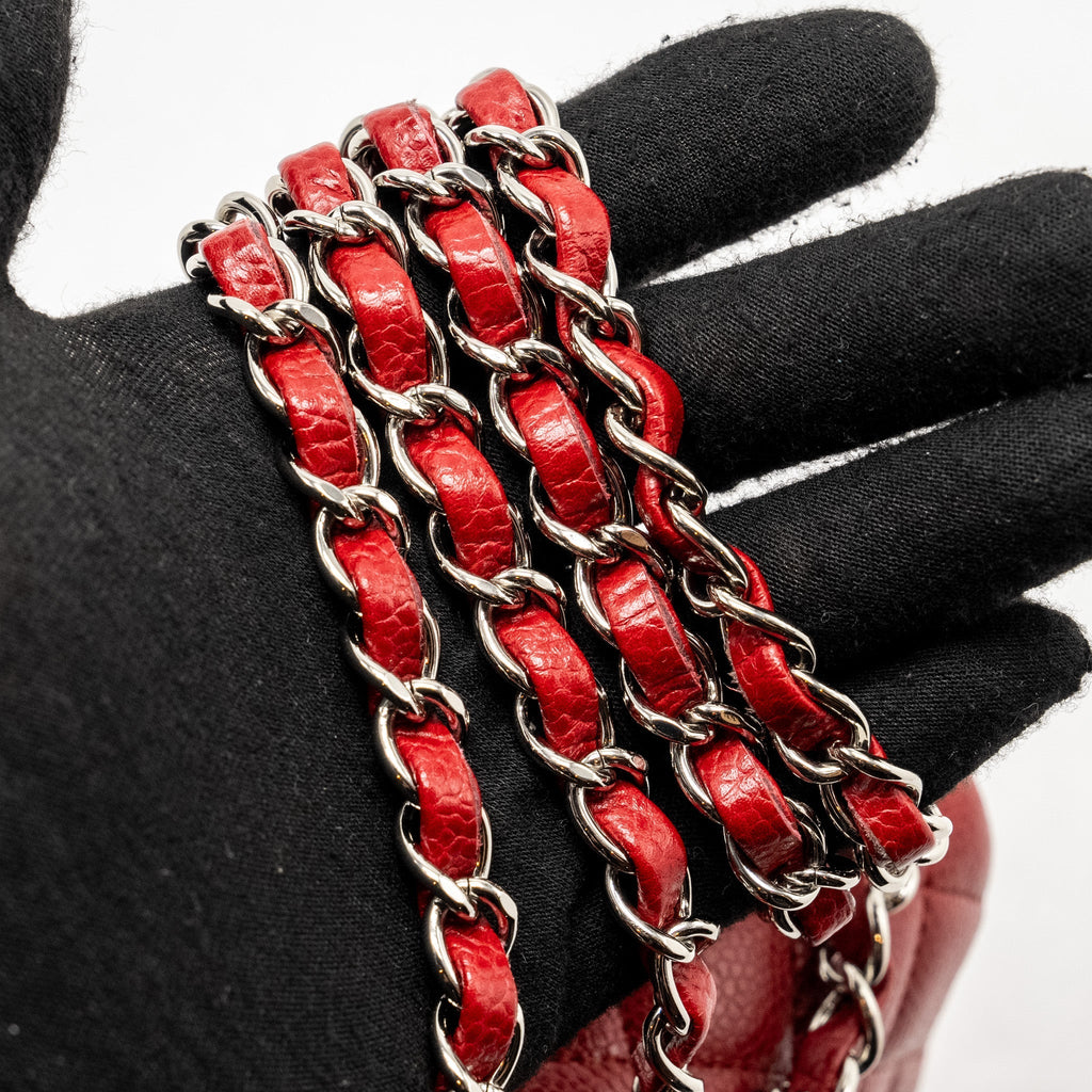 Chanel Mini Square Flap bag Caviar Red