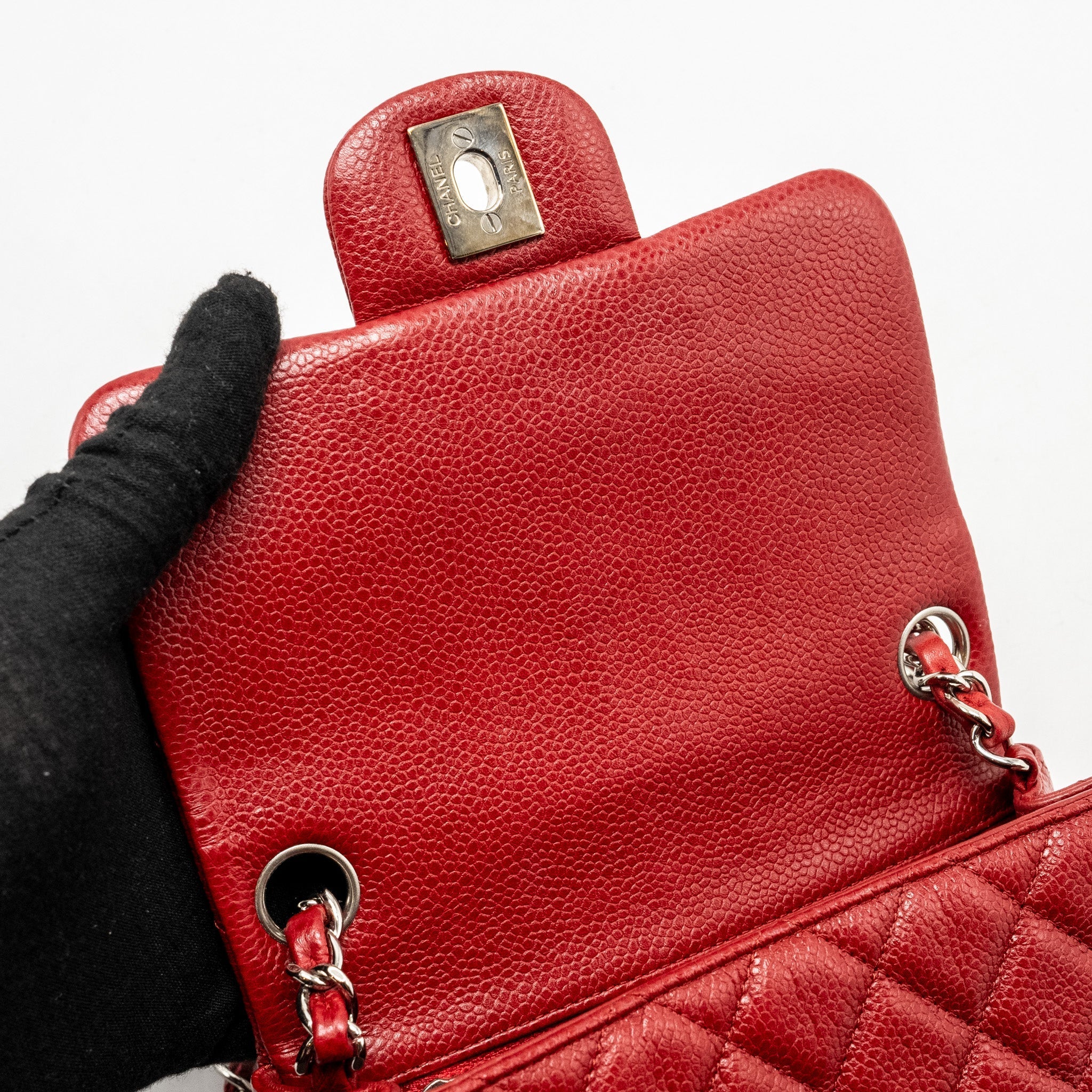 Chanel Mini Square Flap bag Caviar Red