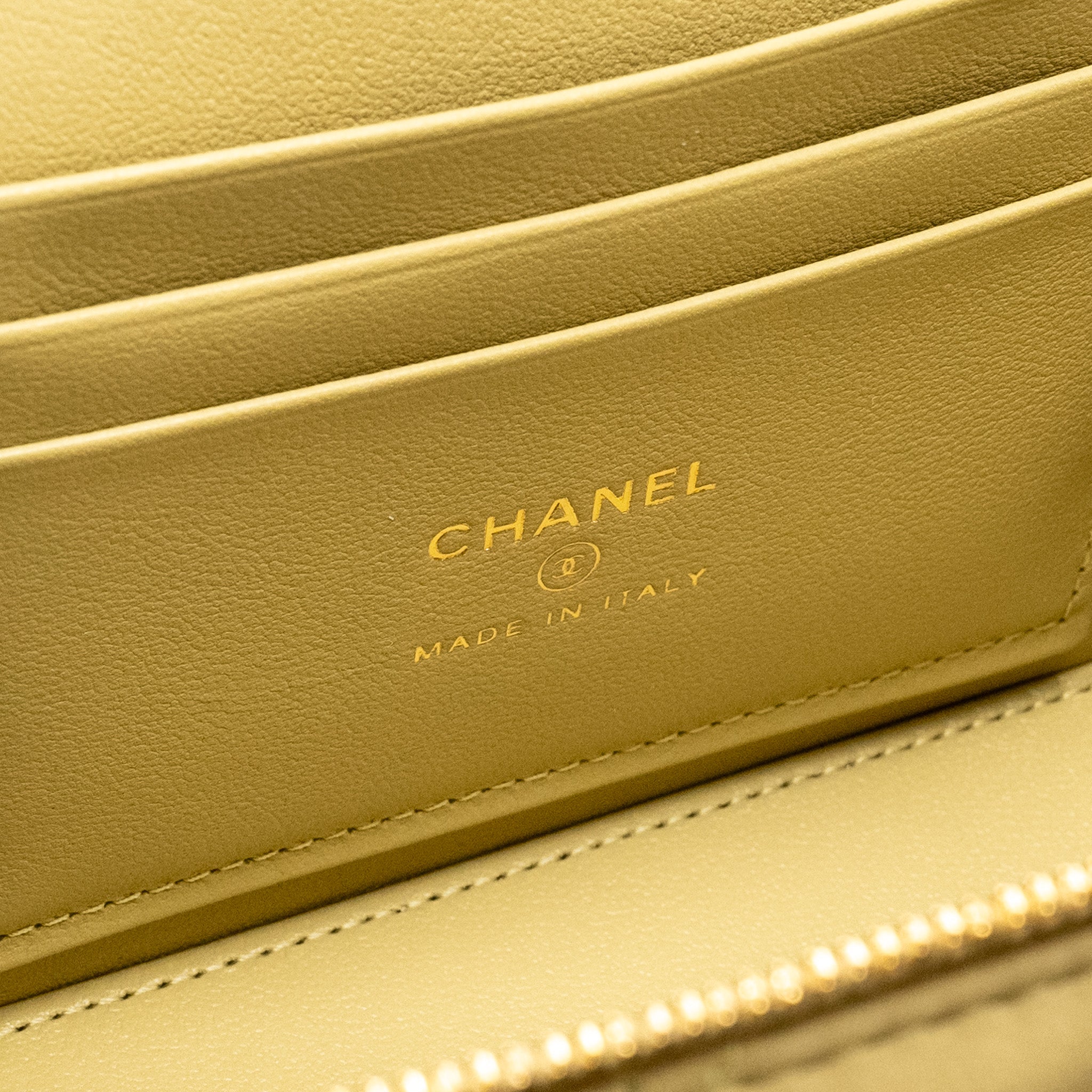 Chanel Coco Letter Long Vanity With Chain Lambskin Green  (Microchip)