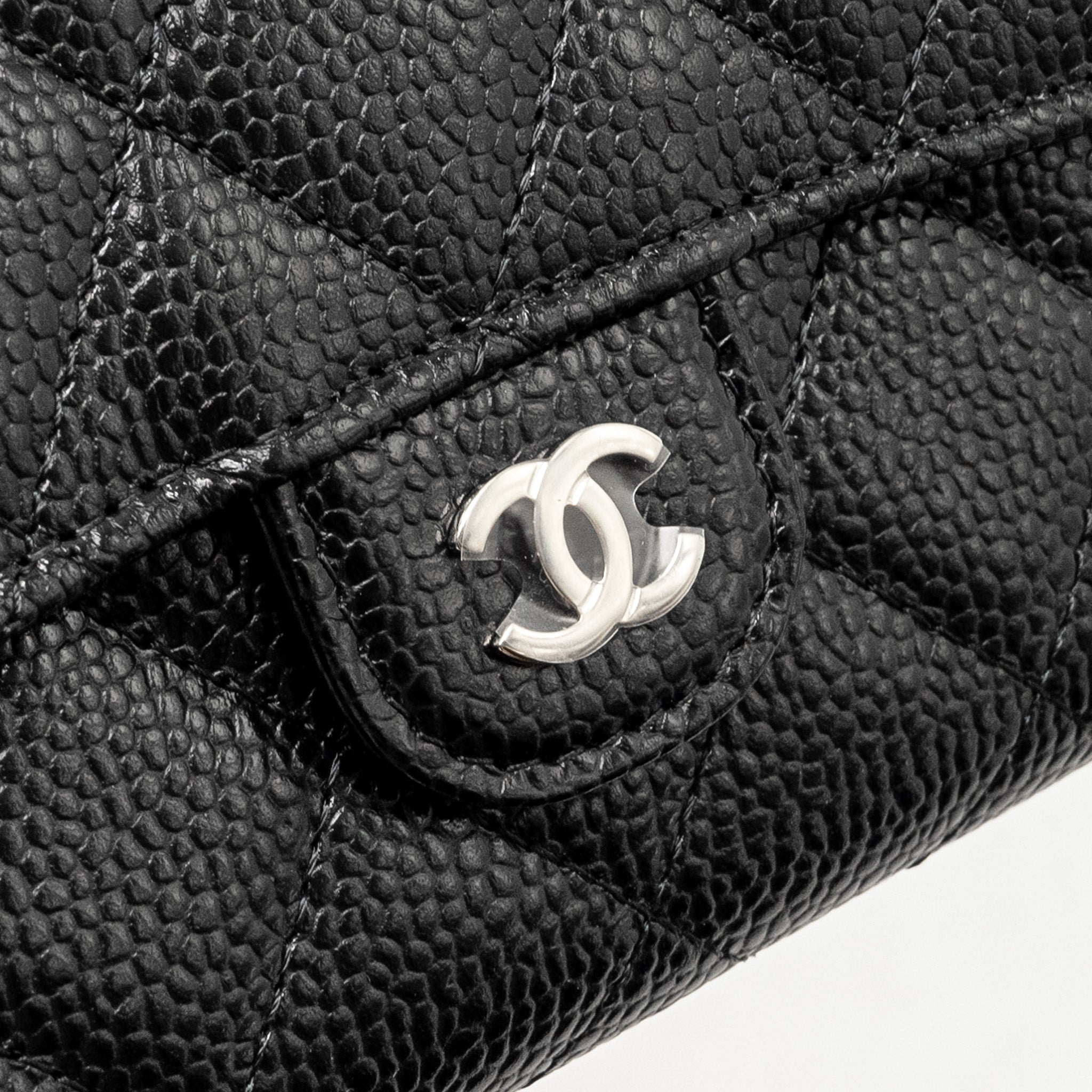 Chanel Classic Flap Wallet Caviar Black  (Microchip)