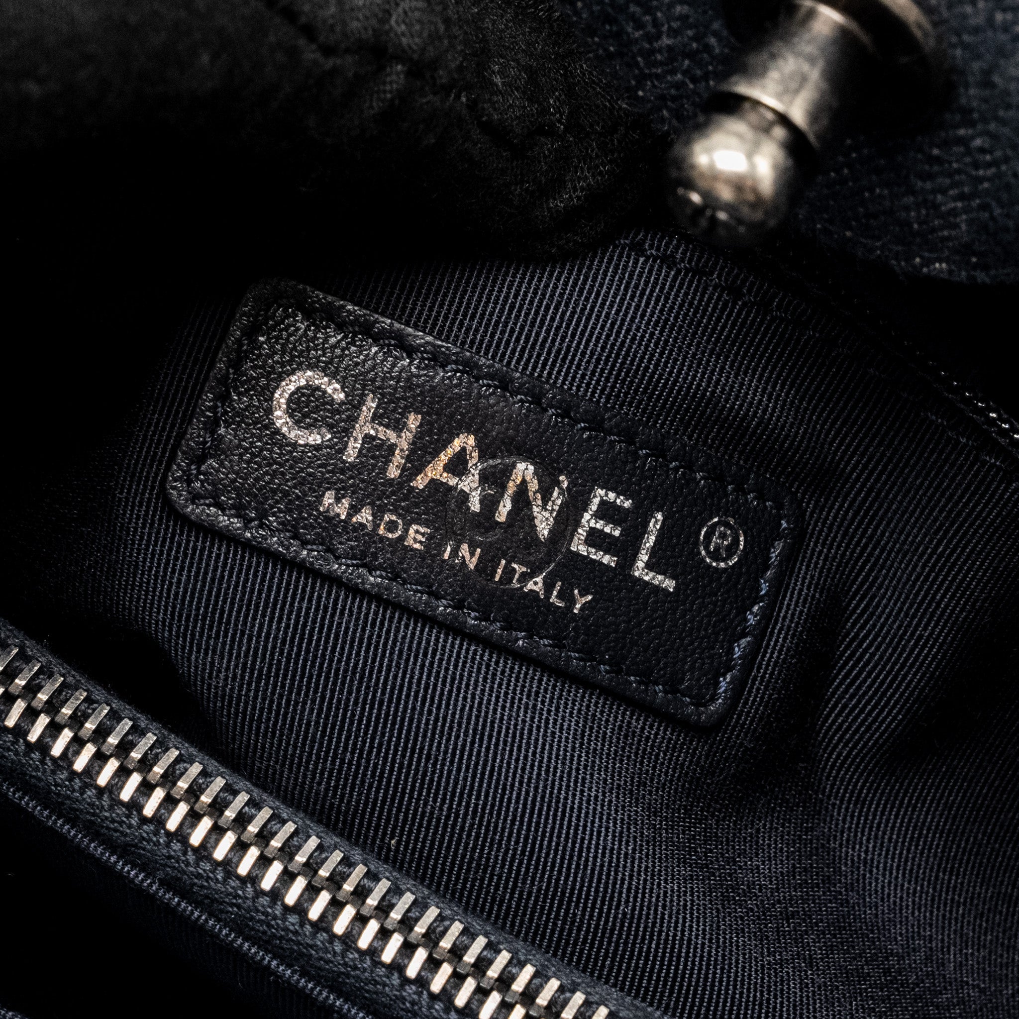 Chanel 15P Boy Chevron Shopping Tote Bag Denim/ Lambskin Blue Ruthenium Hardware