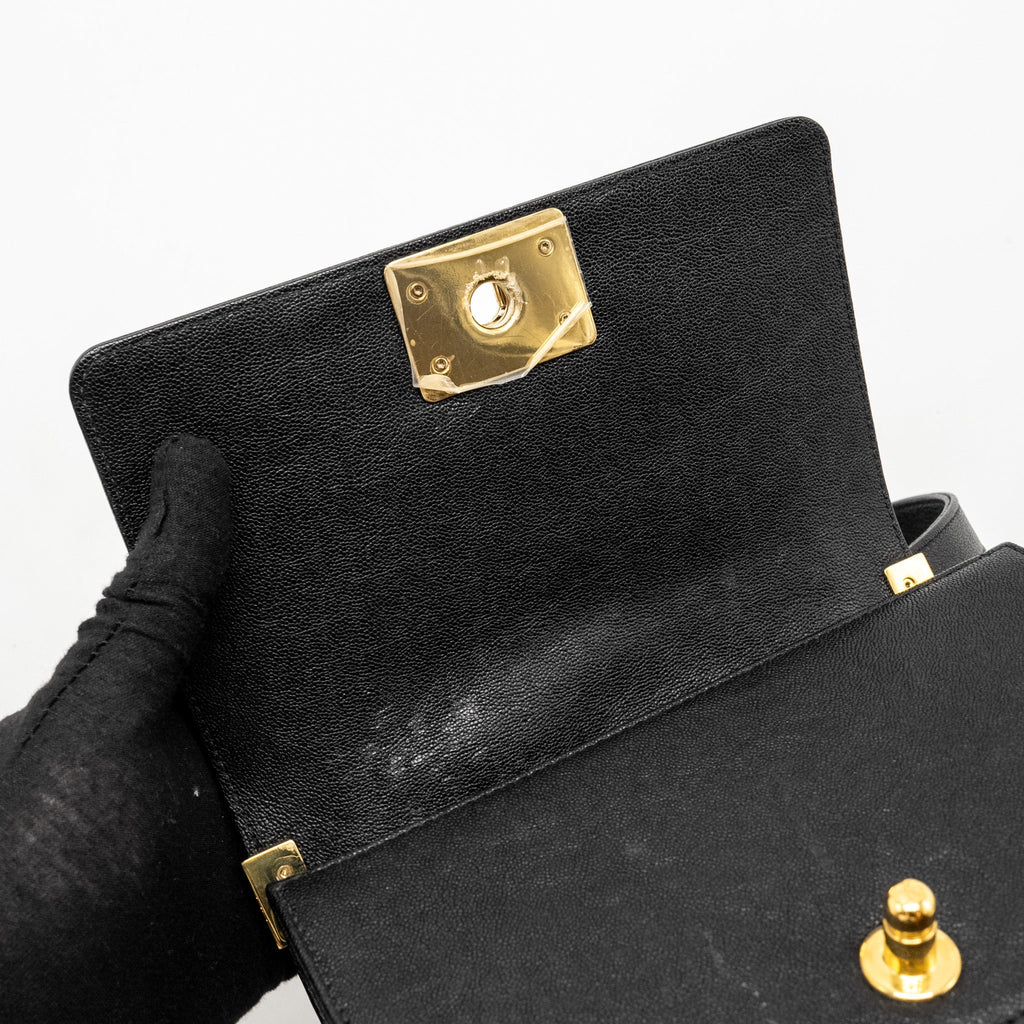 Chanel Chevron Small Boy Bag Caviar Black