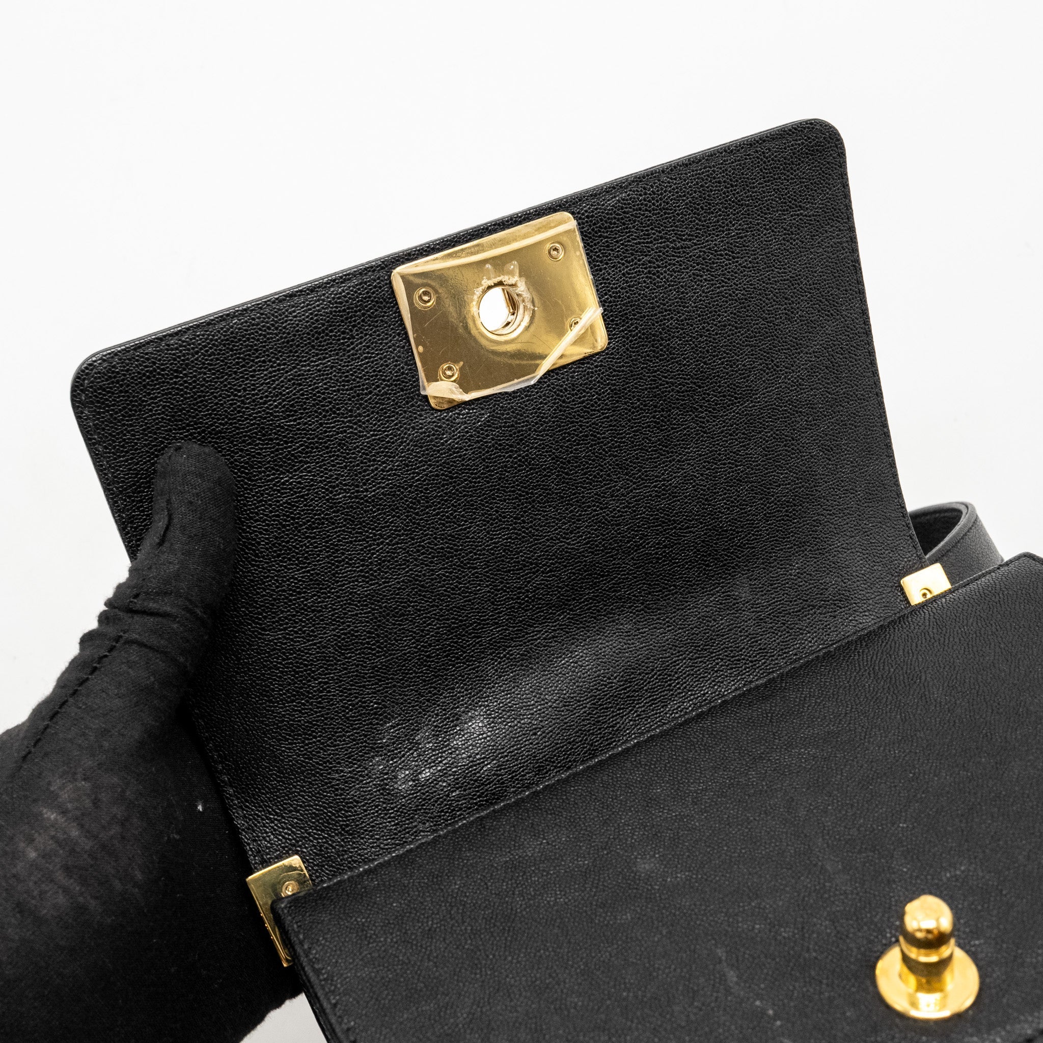 Chanel Chevron Small Boy Bag Caviar Black