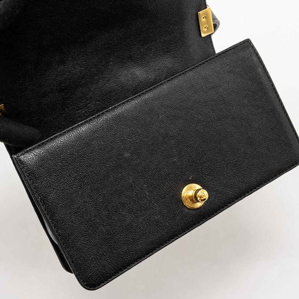 Chanel Chevron Small Boy Bag Caviar Black