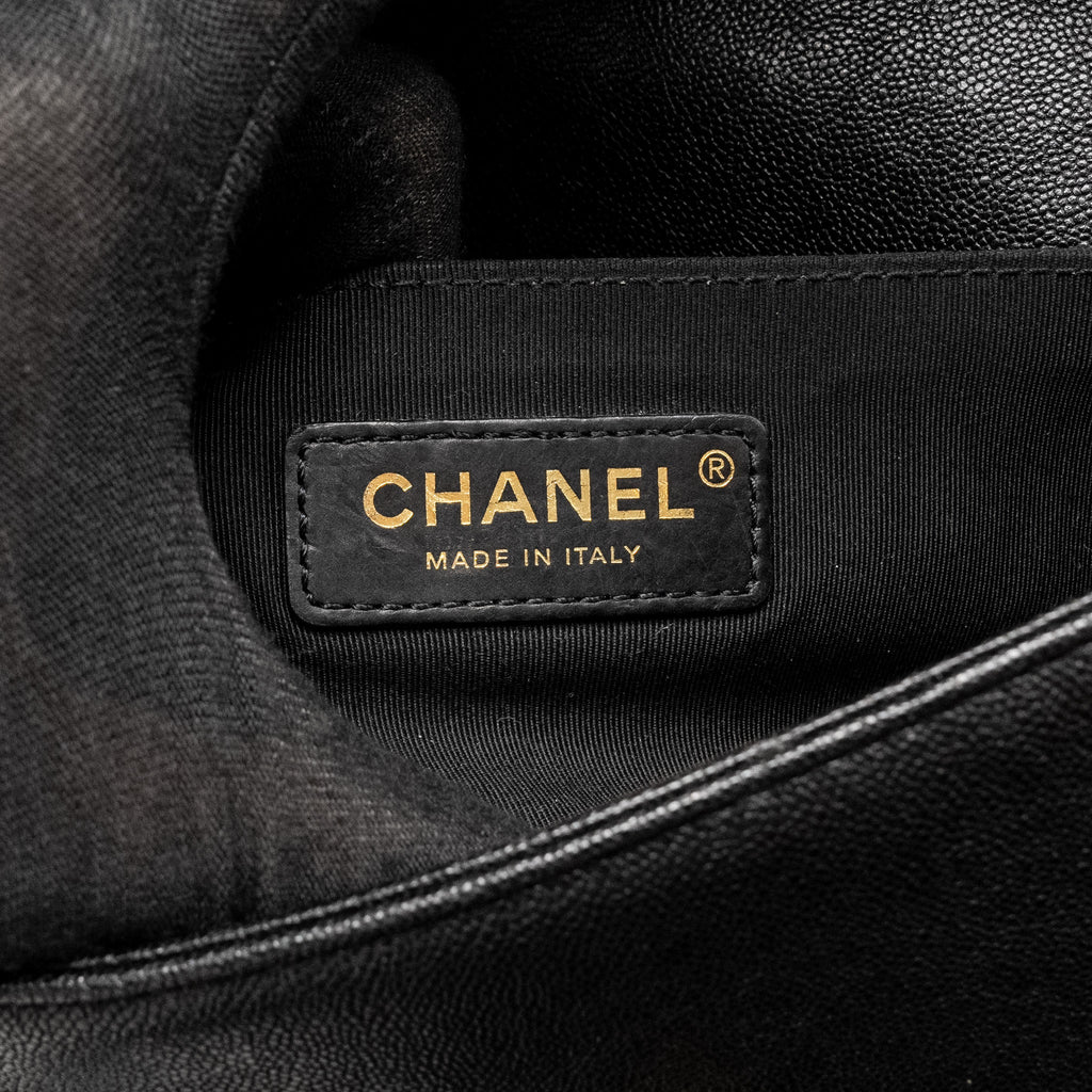 Chanel Chevron Small Boy Bag Caviar Black