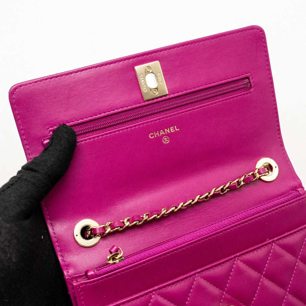 Chanel Trendy CC Wallet on Chain Lambskin Fuchsia