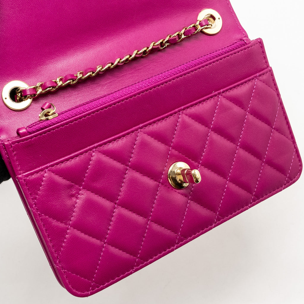 Chanel Trendy CC Wallet on Chain Lambskin Fuchsia