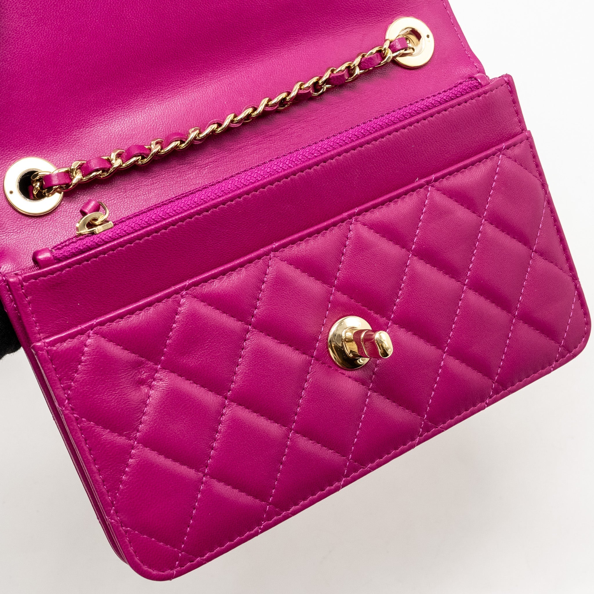 Chanel Trendy CC Wallet on Chain Lambskin Fuchsia