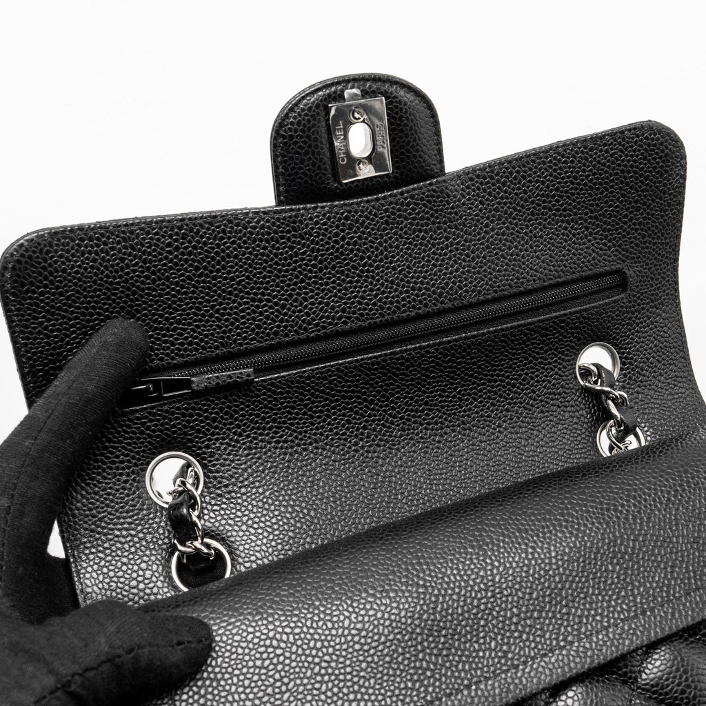 Chanel Small Classic Double Flap Bag Caviar Black  (Microchip)