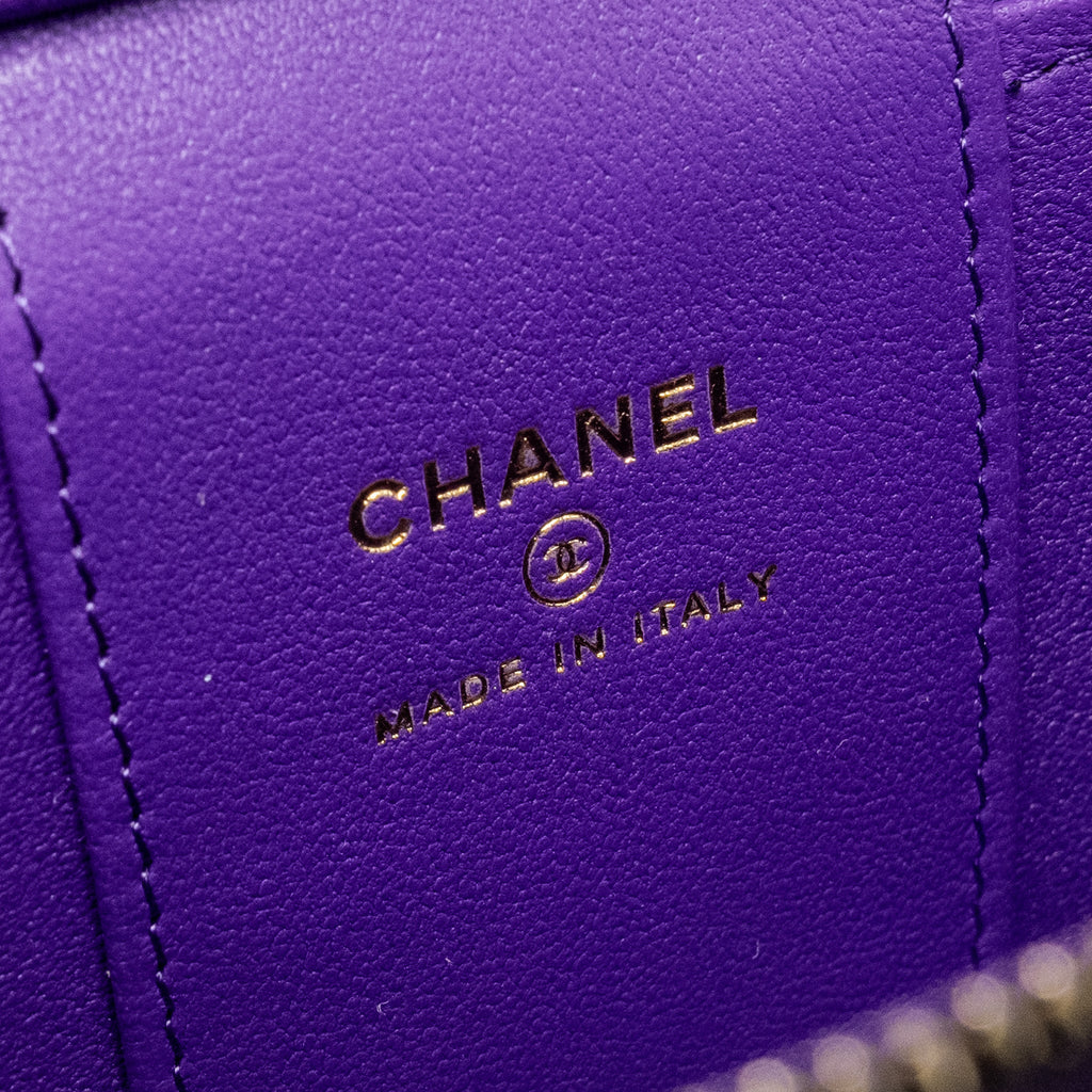 Chanel 22A Mini Vanity Case Lambskin Purple L (Microchip)