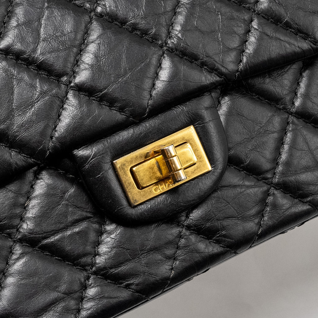 Chanel Large 2.55 226 Reissue Double Flap Bag Aged Calfskin Black