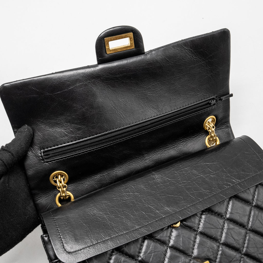 Chanel Large 2.55 226 Reissue Double Flap Bag Aged Calfskin Black