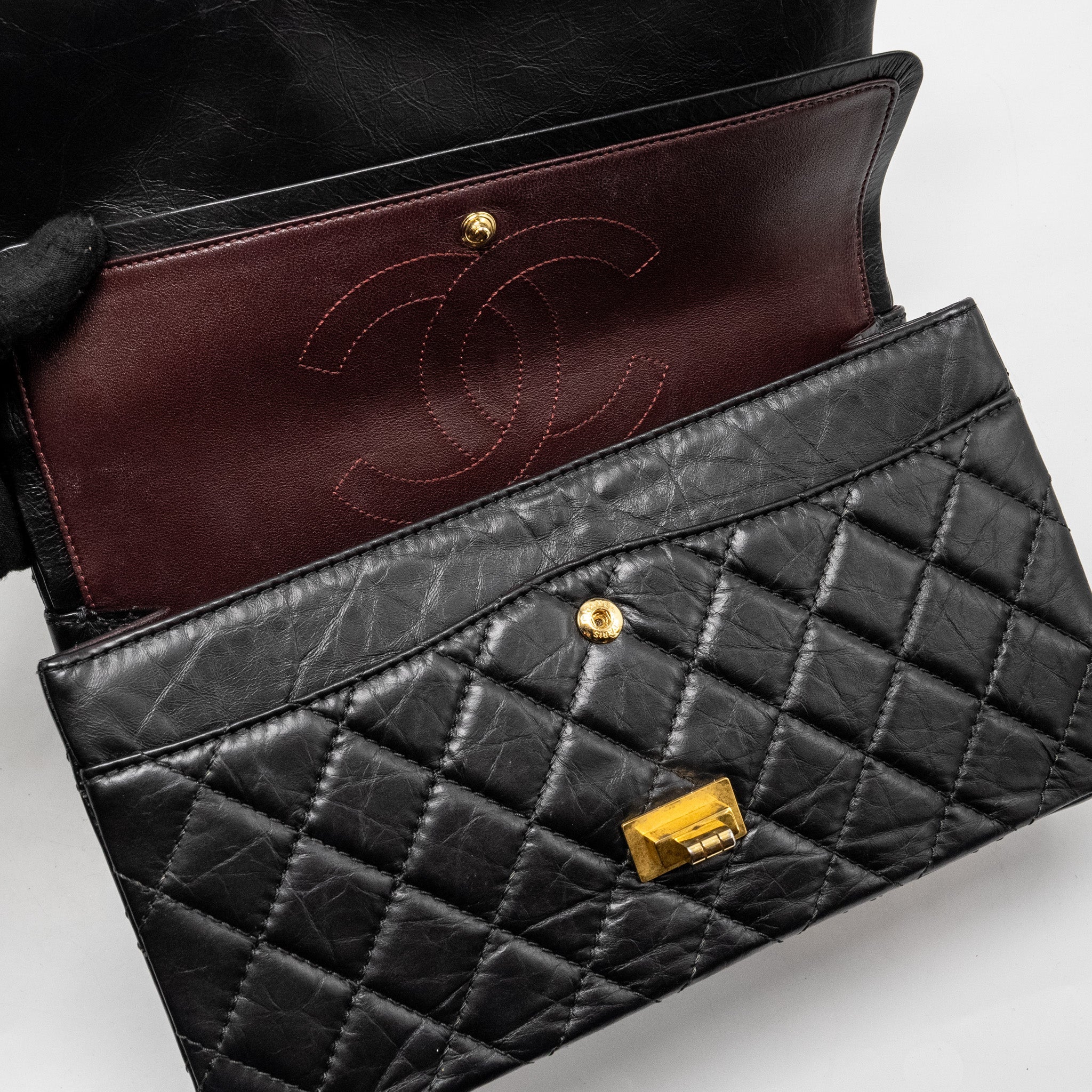 Chanel Large 2.55 226 Reissue Double Flap Bag Aged Calfskin Black