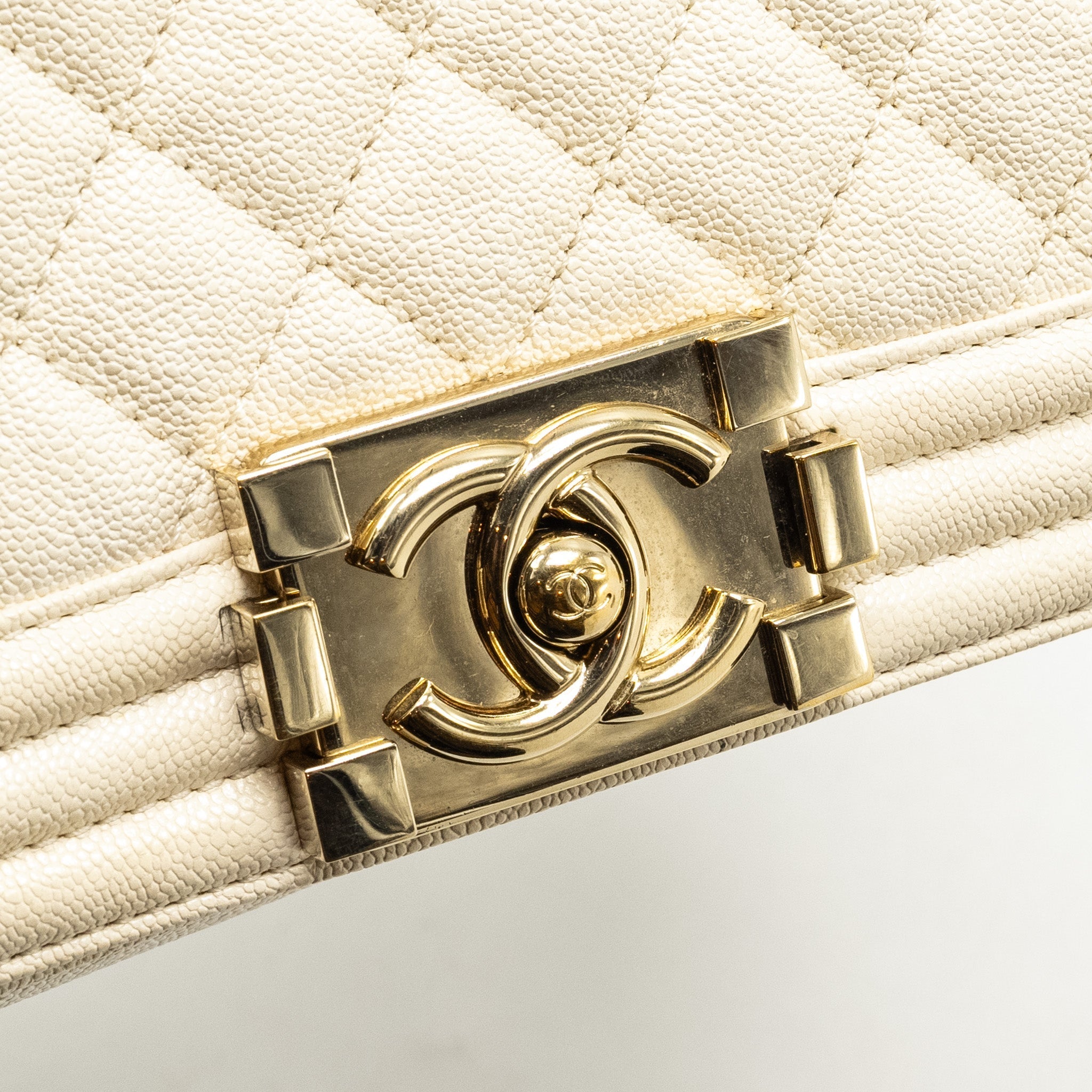 Chanel Small Boy Bag Caviar White L
