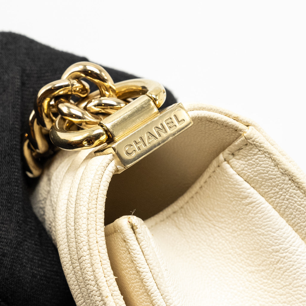 Chanel Small Boy Bag Caviar White L